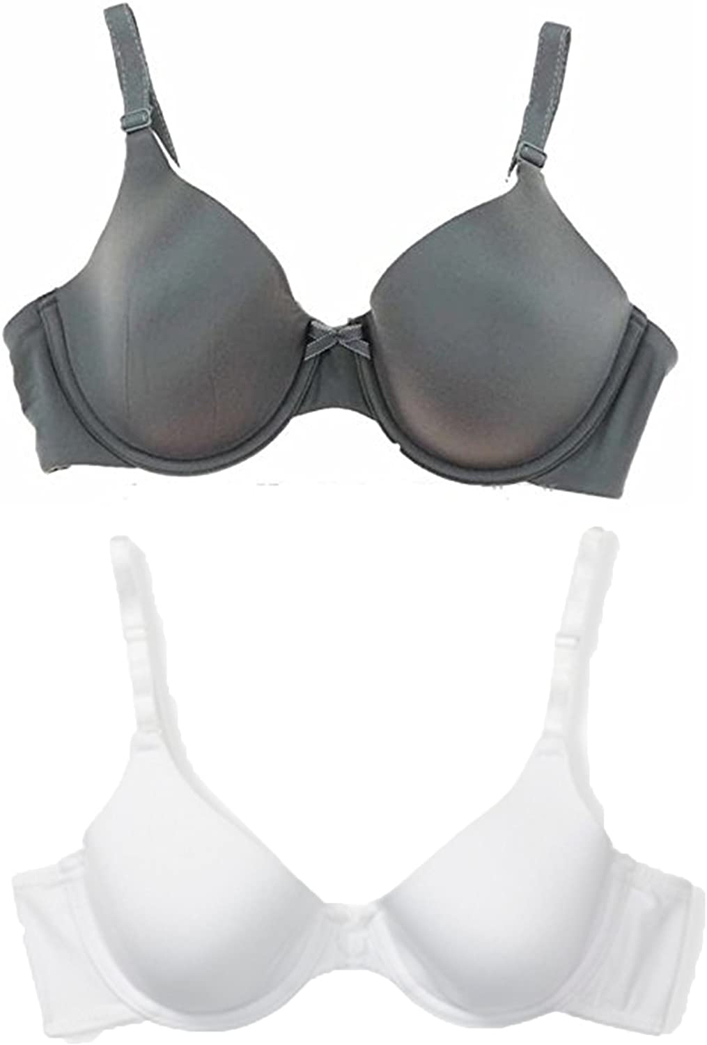 Price:$24.95 Maidenform Comfort Devotion 2 Pack of T-Shirt Bras (White/Carbon Grey, 34C) at Amazon Women’s Clothing store