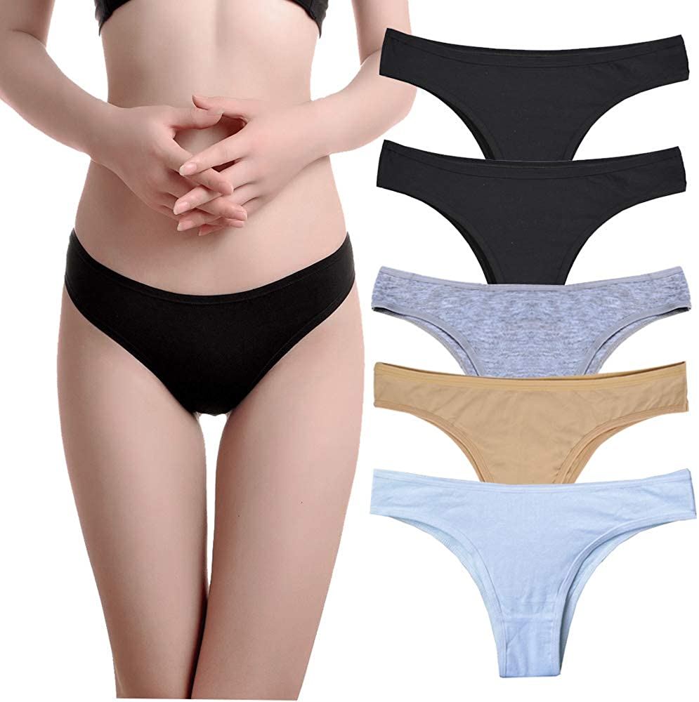 Price:$12.99 Nightaste Womens Cotton Bikini Underwear Pack of 5pcs Half Back Coverage Tanga Panties at Amazon Women’s Clothing store