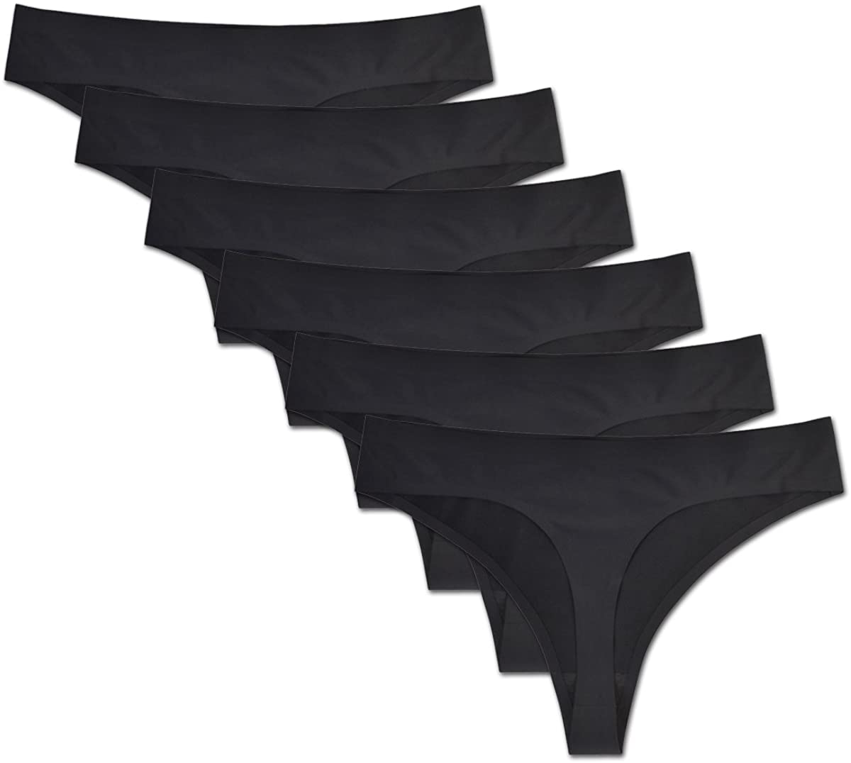 Price:$20.99    Bolivelan Pack of 6 Womens Mid-Rise Seamless Thongs Comfy Underwear G-Strings Panties  Clothing