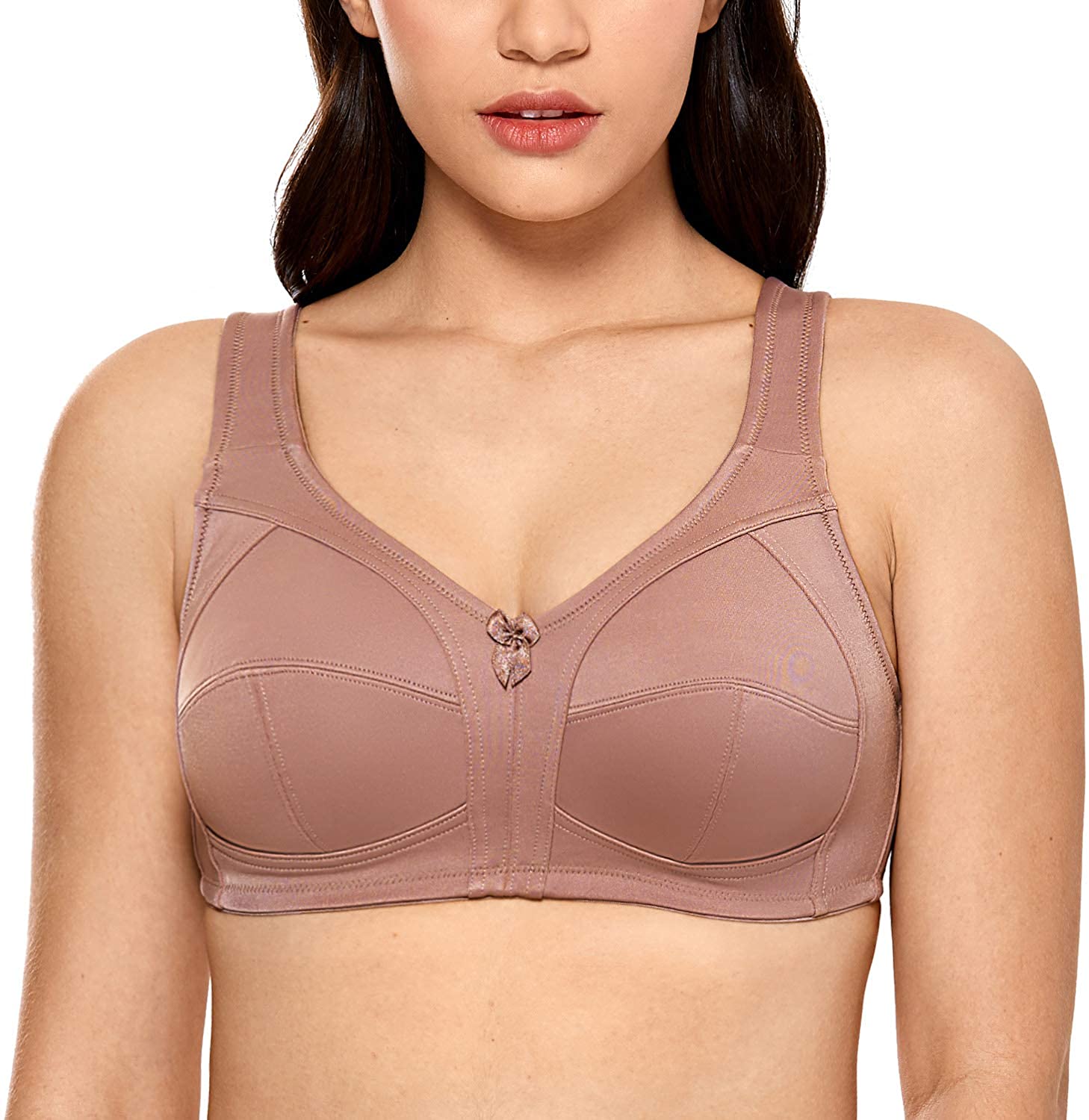 Price:$21.95 DELIMIRA Women's Non Padded Plus Size Wireless Support Full Coverage Bra at Amazon Women’s Clothing store