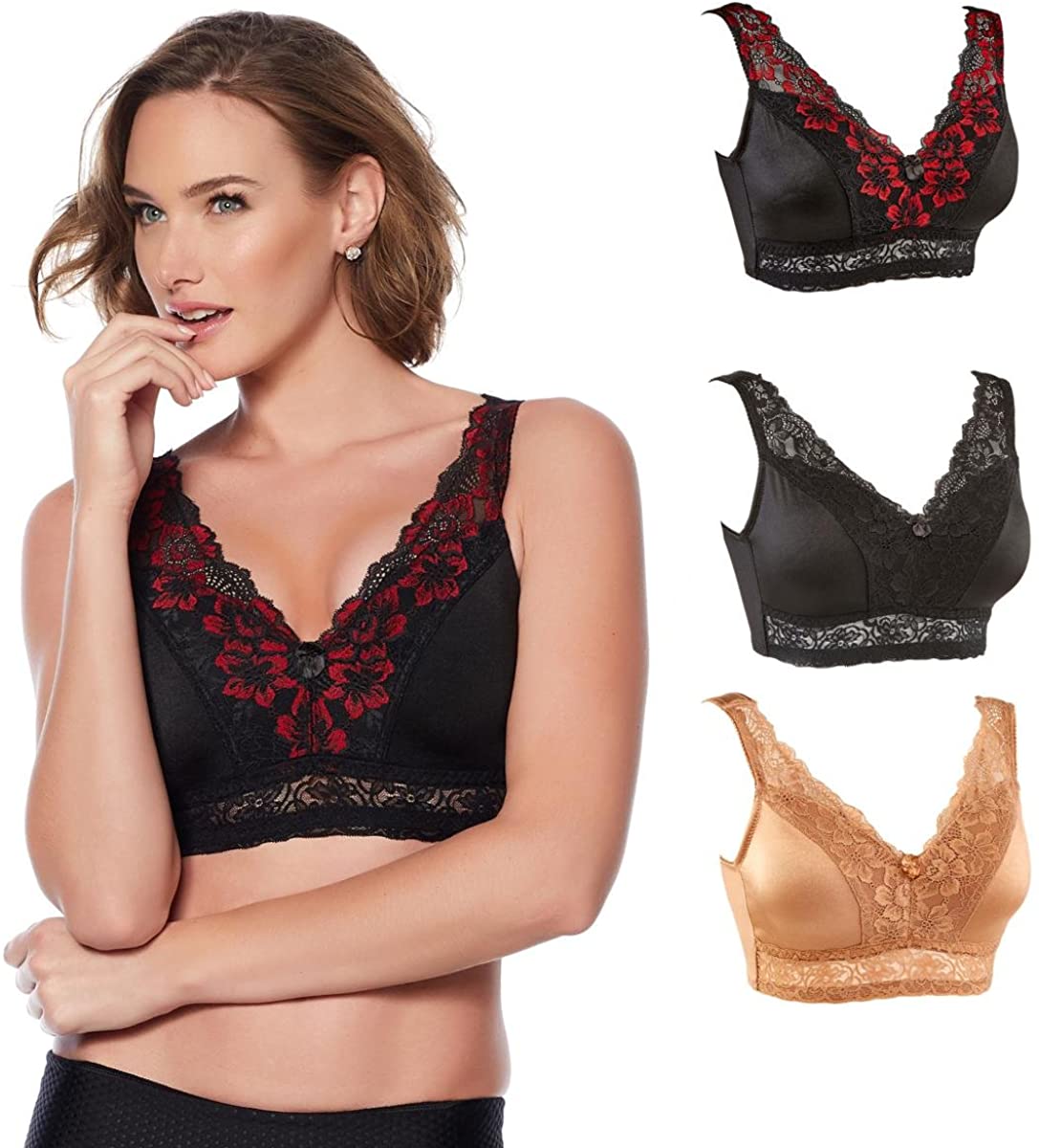 Price:$45.99 Rhonda Shear 3-Pack Pin Up Bra with Back Closure at Amazon Women’s Clothing store