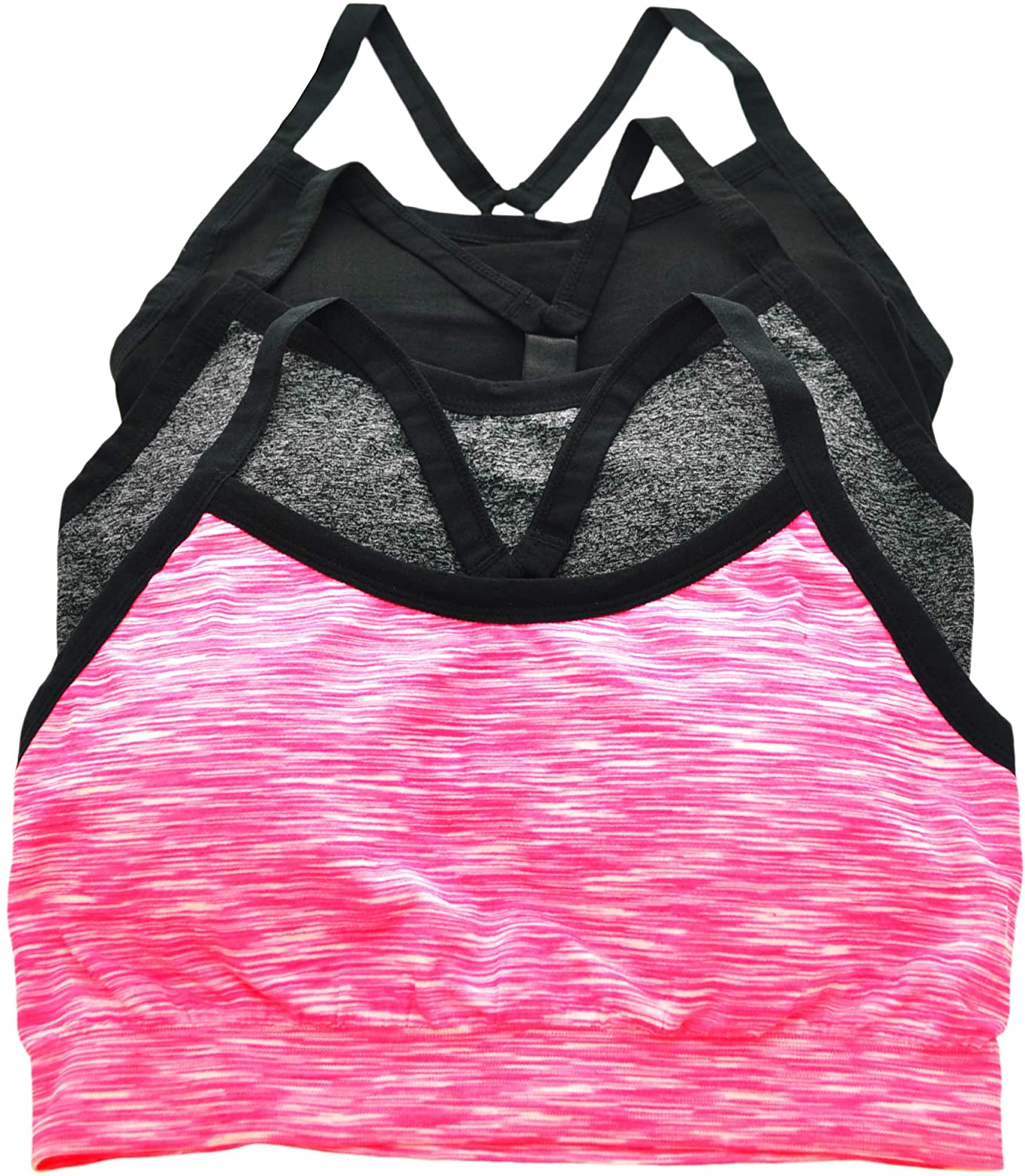 Price:$16.95 ToBeInStyle Women's 3 Pack Seamless Sports Bras w/Adjustable Y Strap Back at Amazon Women’s Clothing store