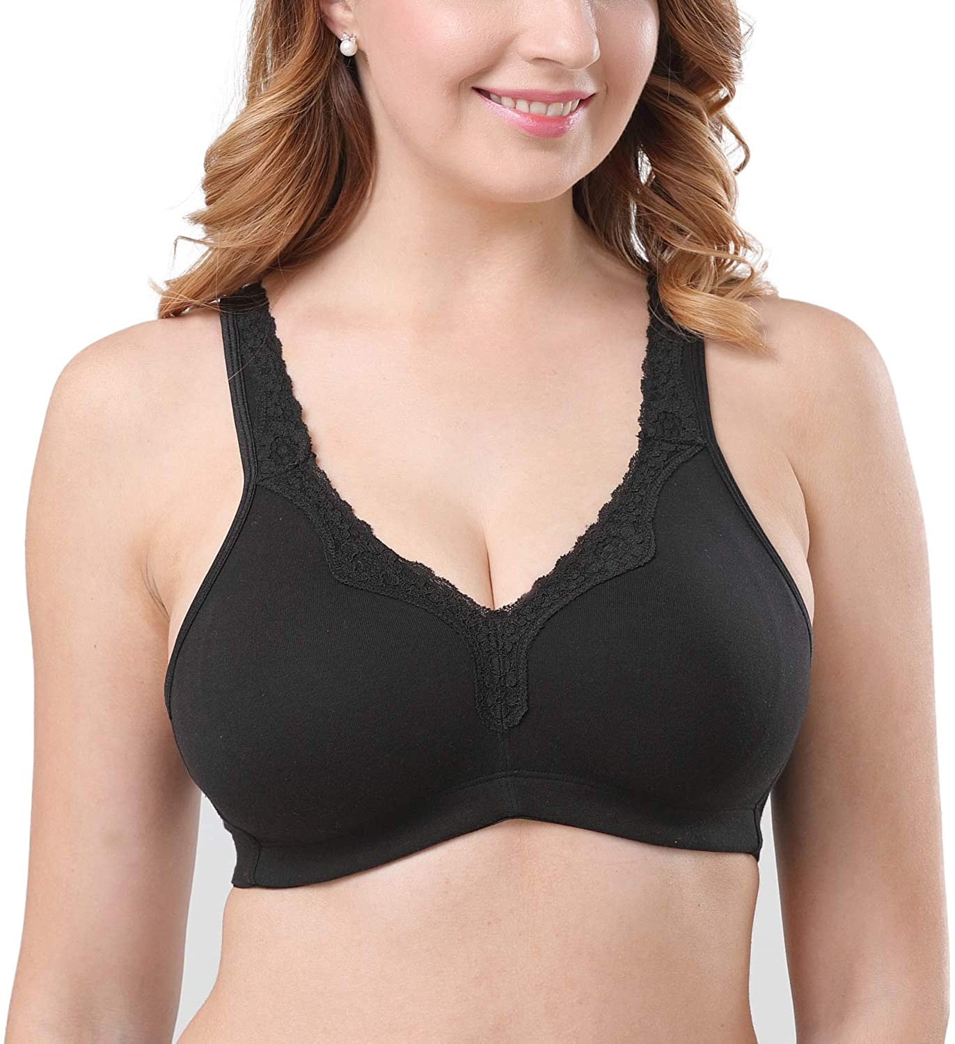 Price:$17.99 sheroine Plus Size Soft Cotton Wirefree Ultrathin Unpadded Bra at Amazon Women’s Clothing store
