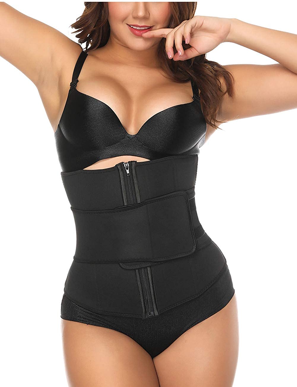 Price:$7.99 Sekluxy Corset Waist Belt Polyester Steel Boned Waist Trainer Shaper Weight Loss Slimmer at Amazon Women’s Clothing store