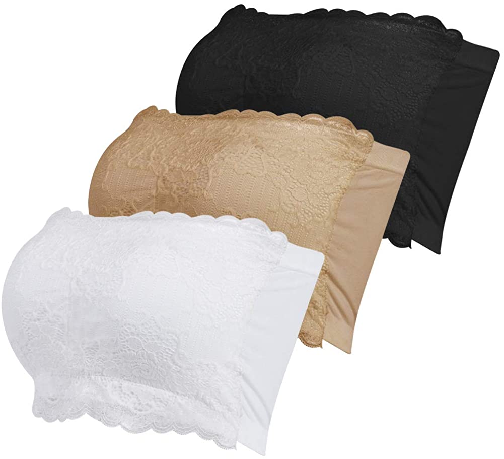 Price:$9.99 CLANDY Women's Seamless Bandeau Bra, Basic Padded Wire-Free Stretch Tube Top Yoga Bra 1-3 Pack at Amazon Women’s Clothing store