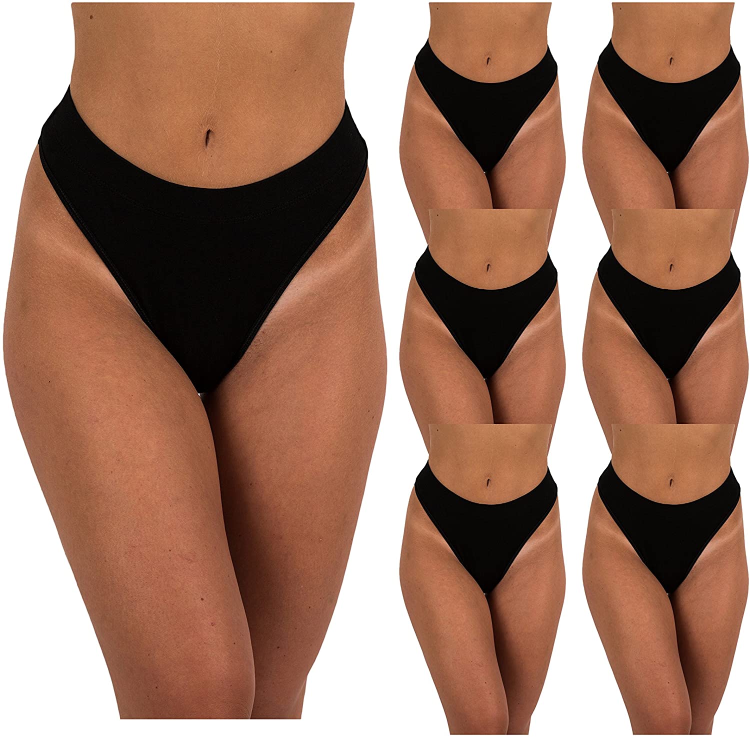 Price:$20.99    Sexy Basics Women's 6-Pack Active Sport Thong Panties Underwear (6 PK- Black, Medium)  Clothing