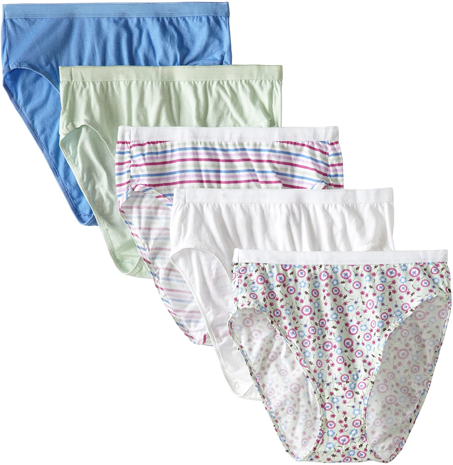 Price:$15.99 Fruit of the Loom Womens 5 Pack Fit for Me Cotton Hi Cut Brief at Amazon Women’s Clothing store  Briefs Underwear