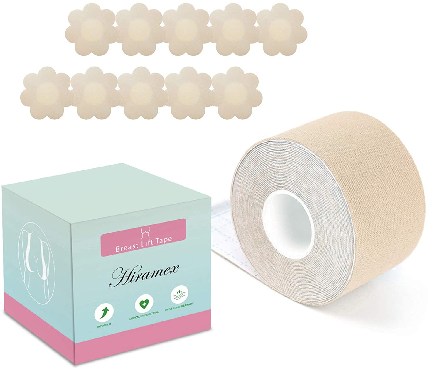 Price:$9.99 Hiramex Boob Tape XL Body Tape Breast Lift Tape with 5 Pairs Adhesive Nippleless Covers at Amazon Women’s Clothing store