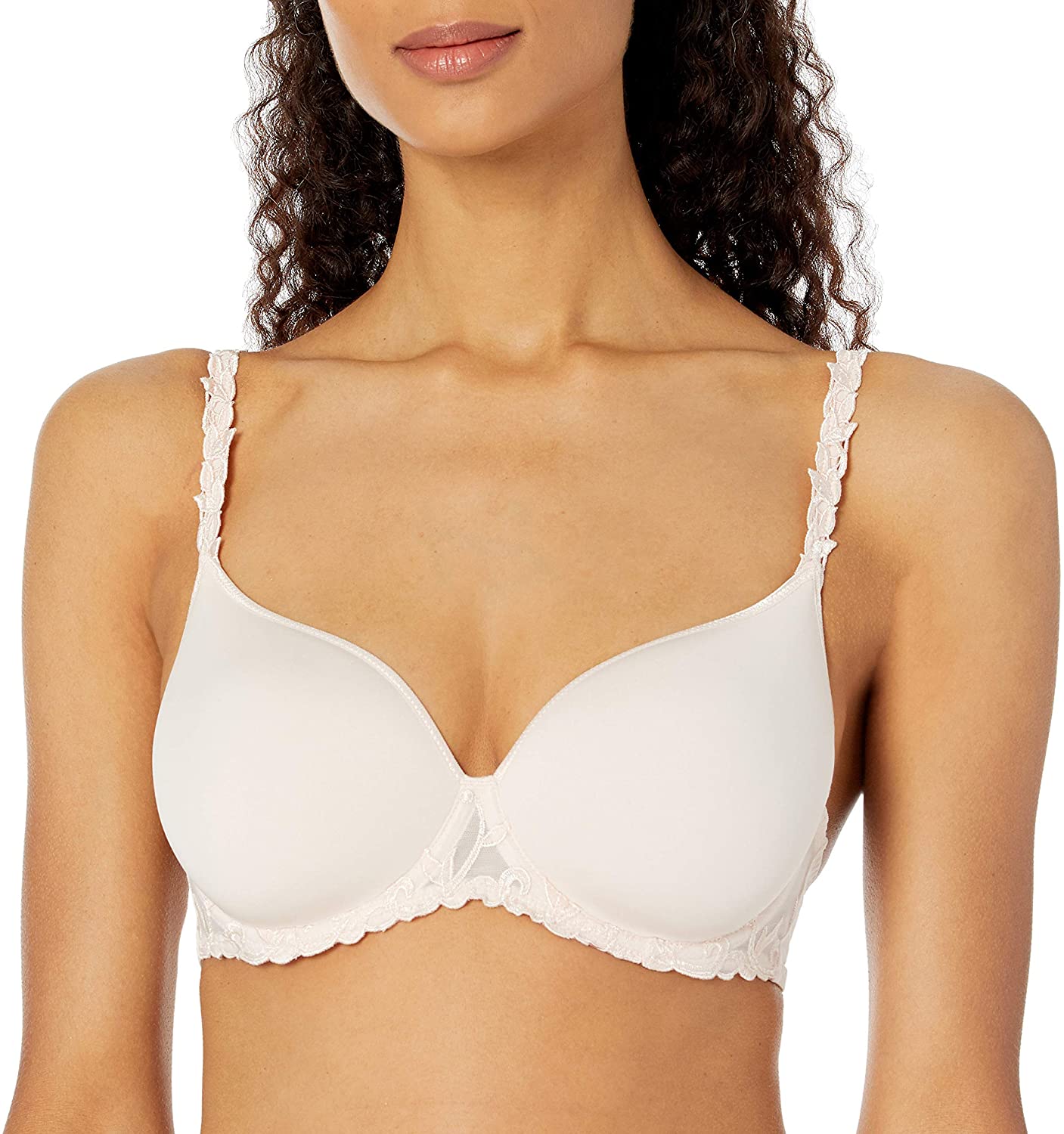 Price:$99.00 Simone Perele Women's Lingerie Andora 3D Plunge Breathable Fit T-Shirt Bra with 3-in-1 Multi-Positions Classic/Racerback/Halter, Blush, 30C at Amazon Women’s Clothing store