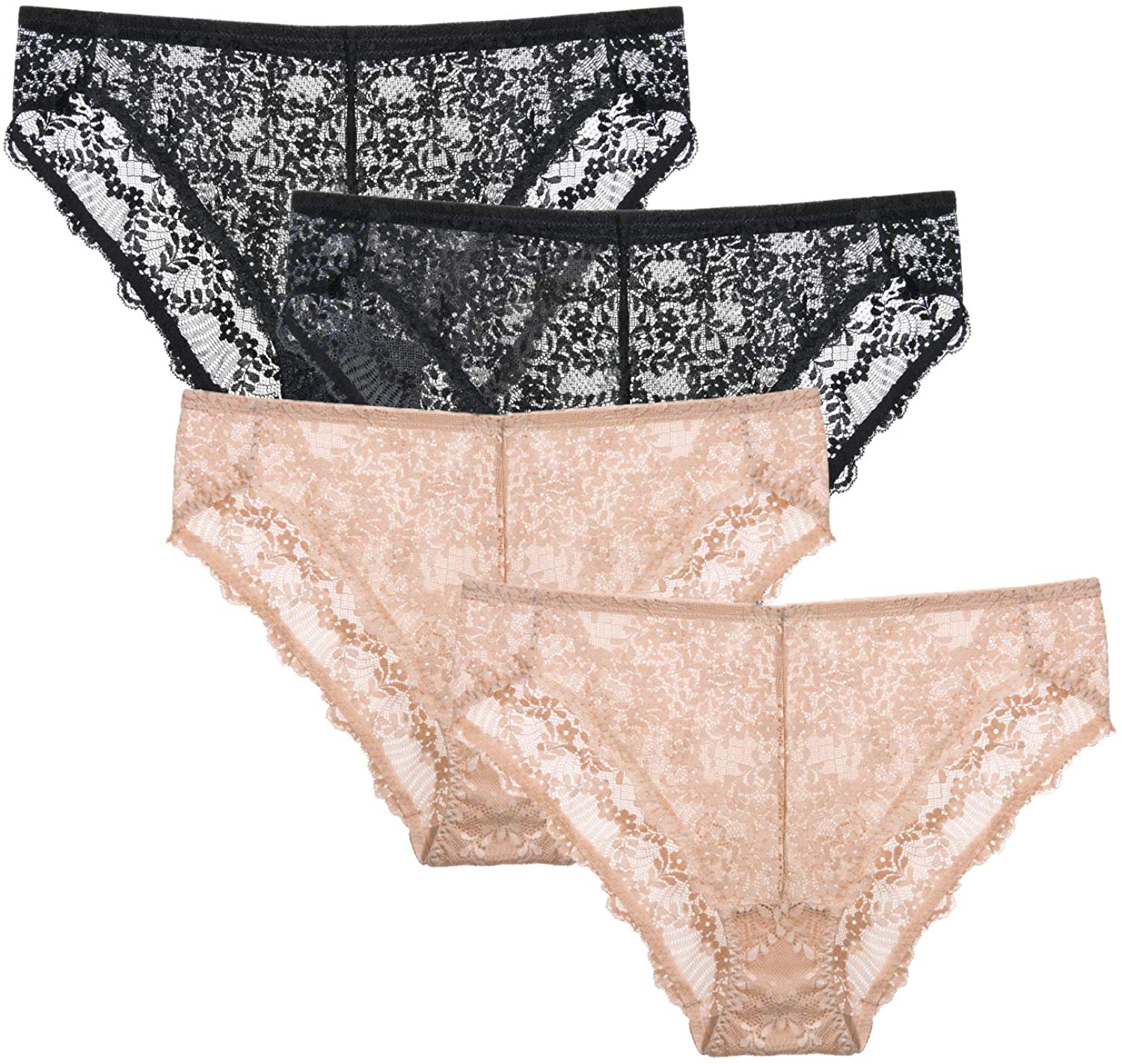 Price:$23.99 Wingslove 4 Pack Women Lace Panties Sexy Underwear High Cut Briefs Plus Size Bikini Comfort Hipster at Amazon Women’s Clothing store