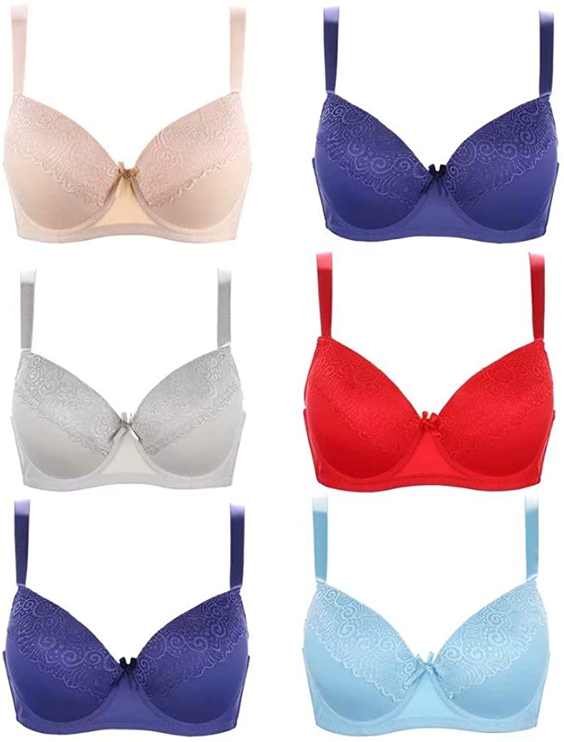 Price:$9.90 Romals Plus Size Underwire Bra for Women's Push up Bra Set of 6 Pack of Sexy Full Cup Bra at Amazon Women’s Clothing store