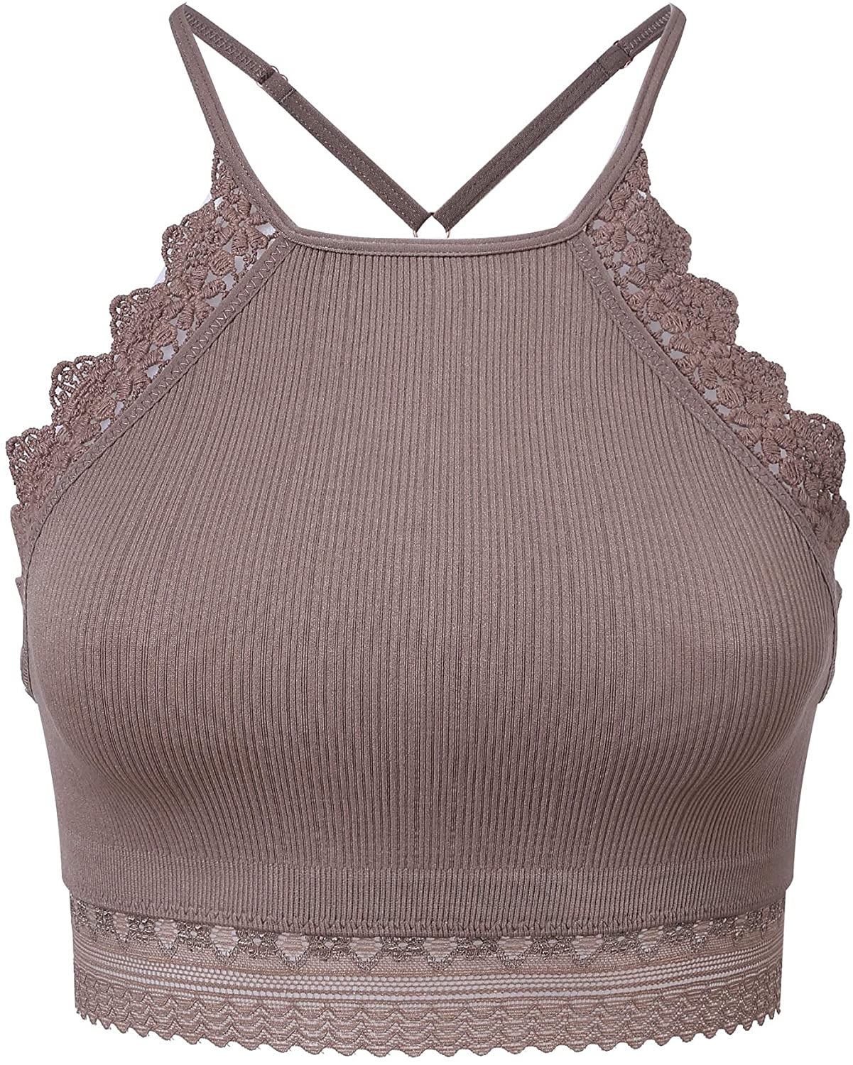 Price:$15.99 Joyaria Women's Strappy Seamless Bralette Unpadded Racerback Crop Top(for A-C Cups) at Amazon Women’s Clothing store