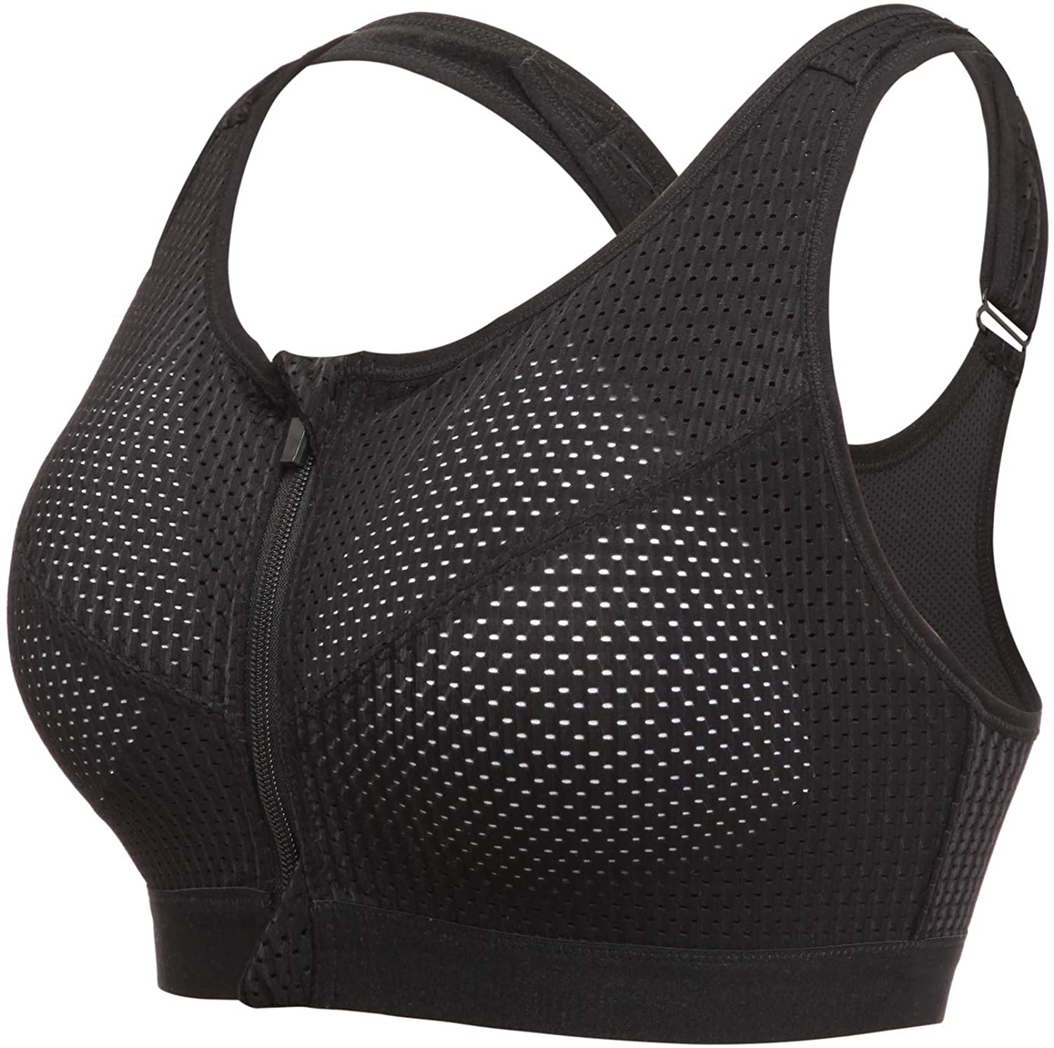 Price:$18.99 Zipper Front Sports Bras for Women Mid Impact Yoga Bra Breathable Mesh Workout Bras Daily Wearing at Amazon Women’s Clothing store