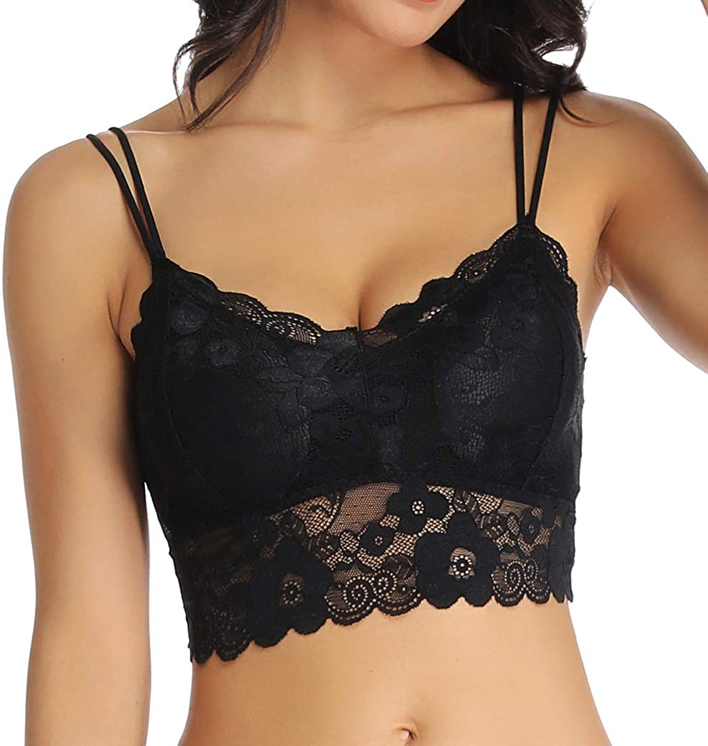 Price:$14.00 Half cami Bralettes for Women lace Camisole Crop top with Built in Bra V Neck Spaghetti Strap at Amazon Women’s Clothing store