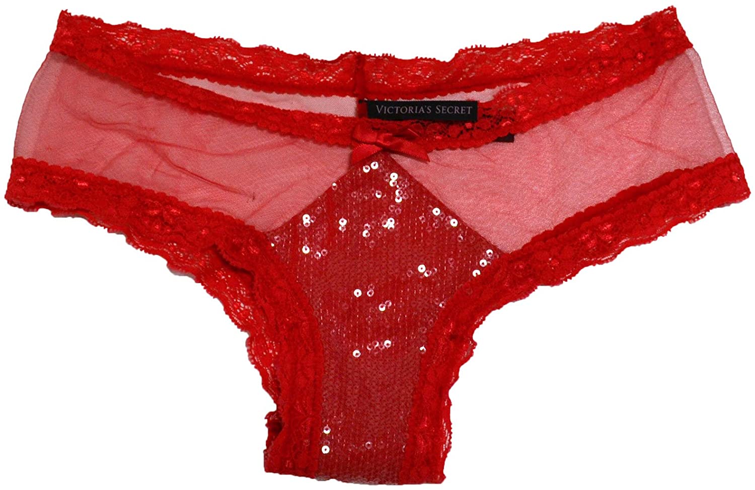 Price:$14.99 Victoria's Secret Very Sexy Sequin Cheeky Panty Small Love Red at Amazon Women’s Clothing store