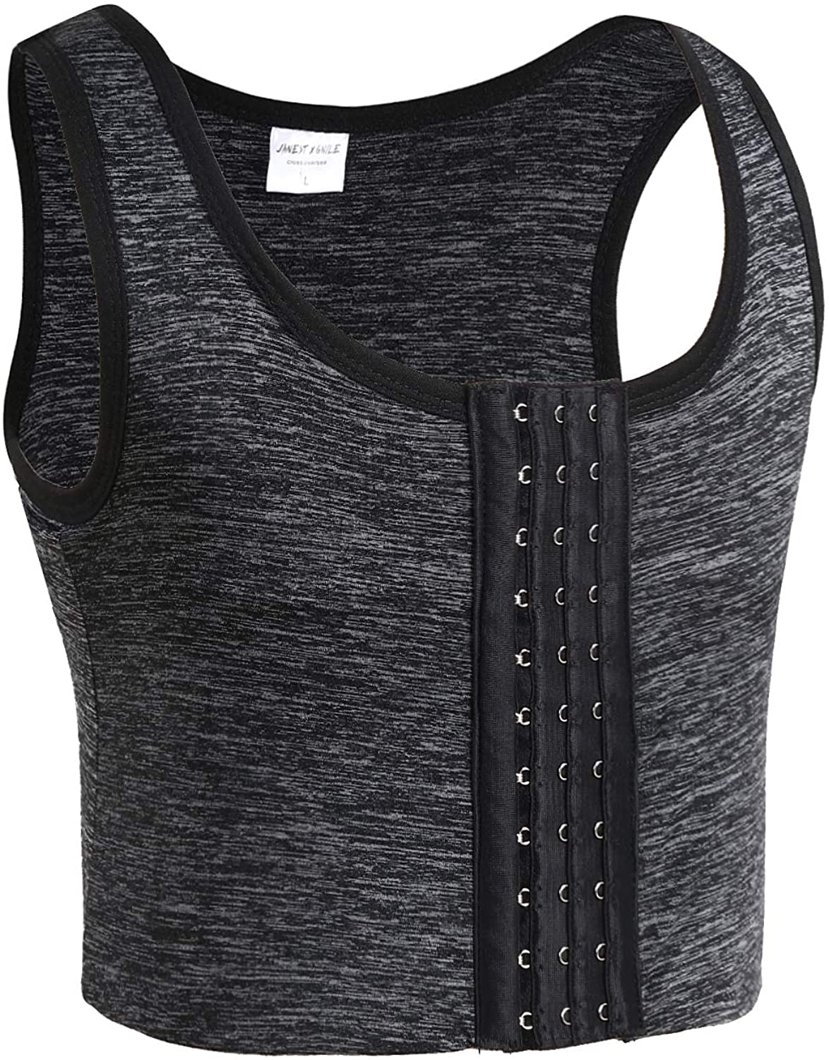Price:$18.99    JARAZIN Women's 3 Rows Central Clasp Hook Chest Binders Tomboy Lesbian Trans Corset Tank Top  Clothing