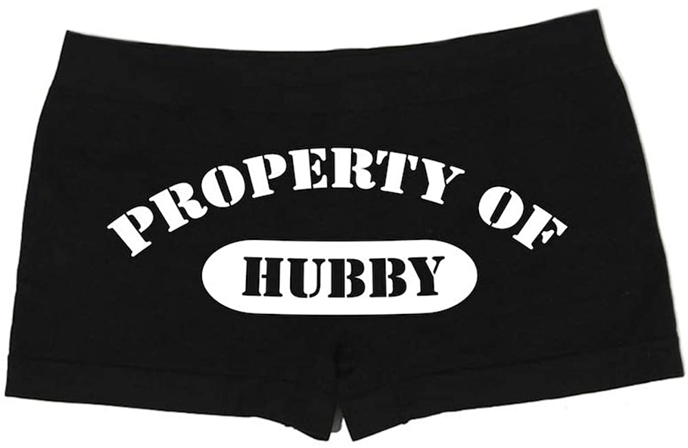 Price:$19.97 Make Me Laugh Women's Property of Hubby Boy Shorts One Size Fits All (Small - XL) Black at Amazon Women’s Clothing store