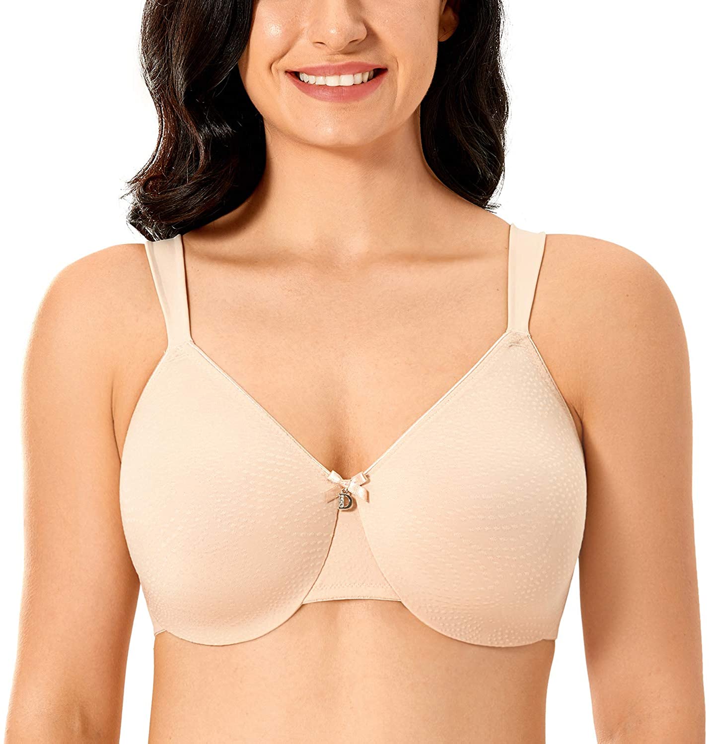 Price:$19.99 DELIMIRA Women's Full Coverage Non-Padded Plus Size Support Underwire Minimizer Bra at Amazon Women’s Clothing store