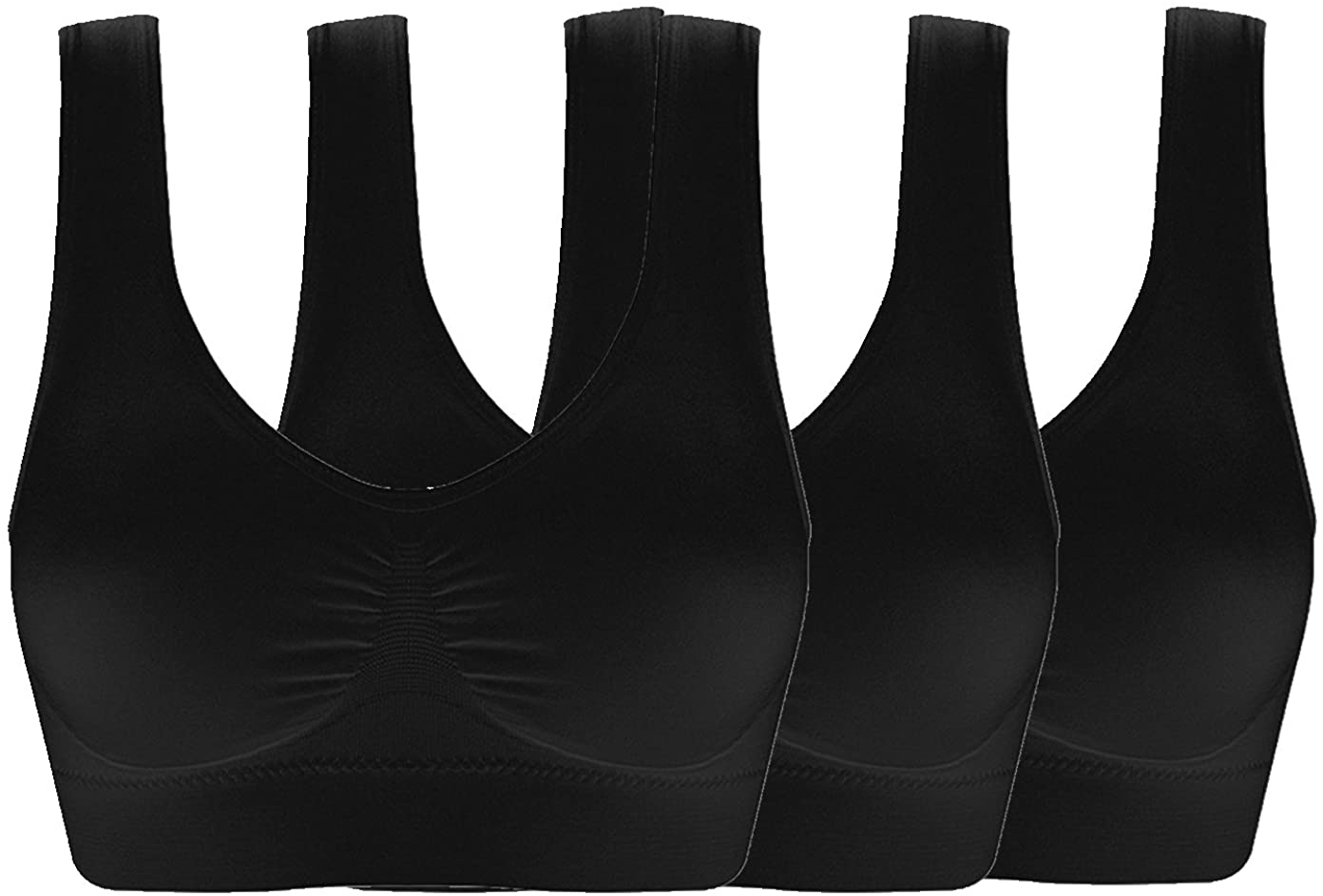 Price:$19.89 ohlyah Women's Seamless Wire-Free Bra with Removable Pads Pack of 3 M at Amazon Women’s Clothing store