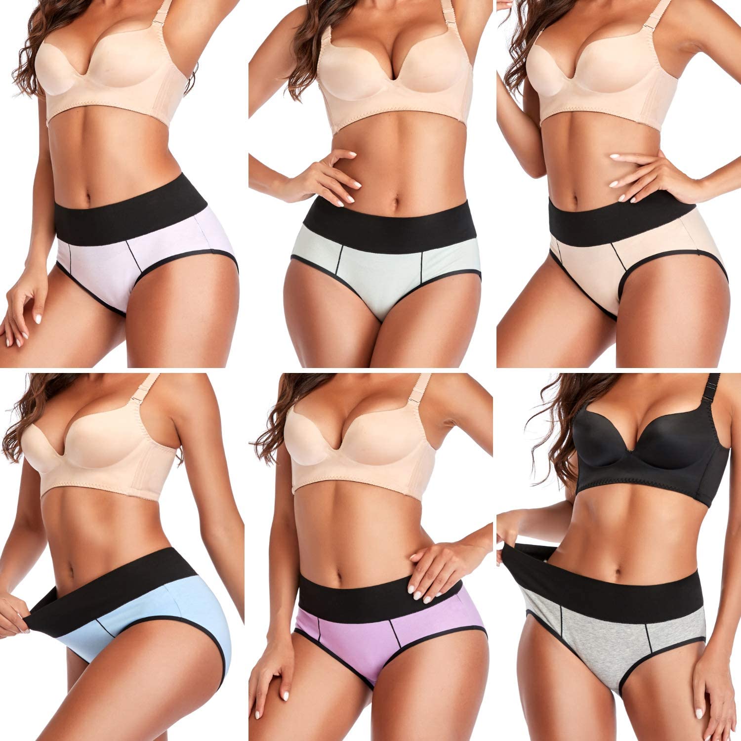 Price:$26.99 Eiggam Underwear for Women Cotton High Waist Panties Full Coverage Briefs Soft Strech Ladies Breathable Panties-6 Pack at Amazon Women’s Clothing store