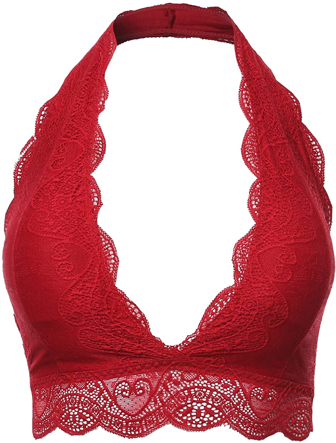 Price:$7.99 Women's Sexy Lace Halter Neck Bralette at Amazon Women’s Clothing store