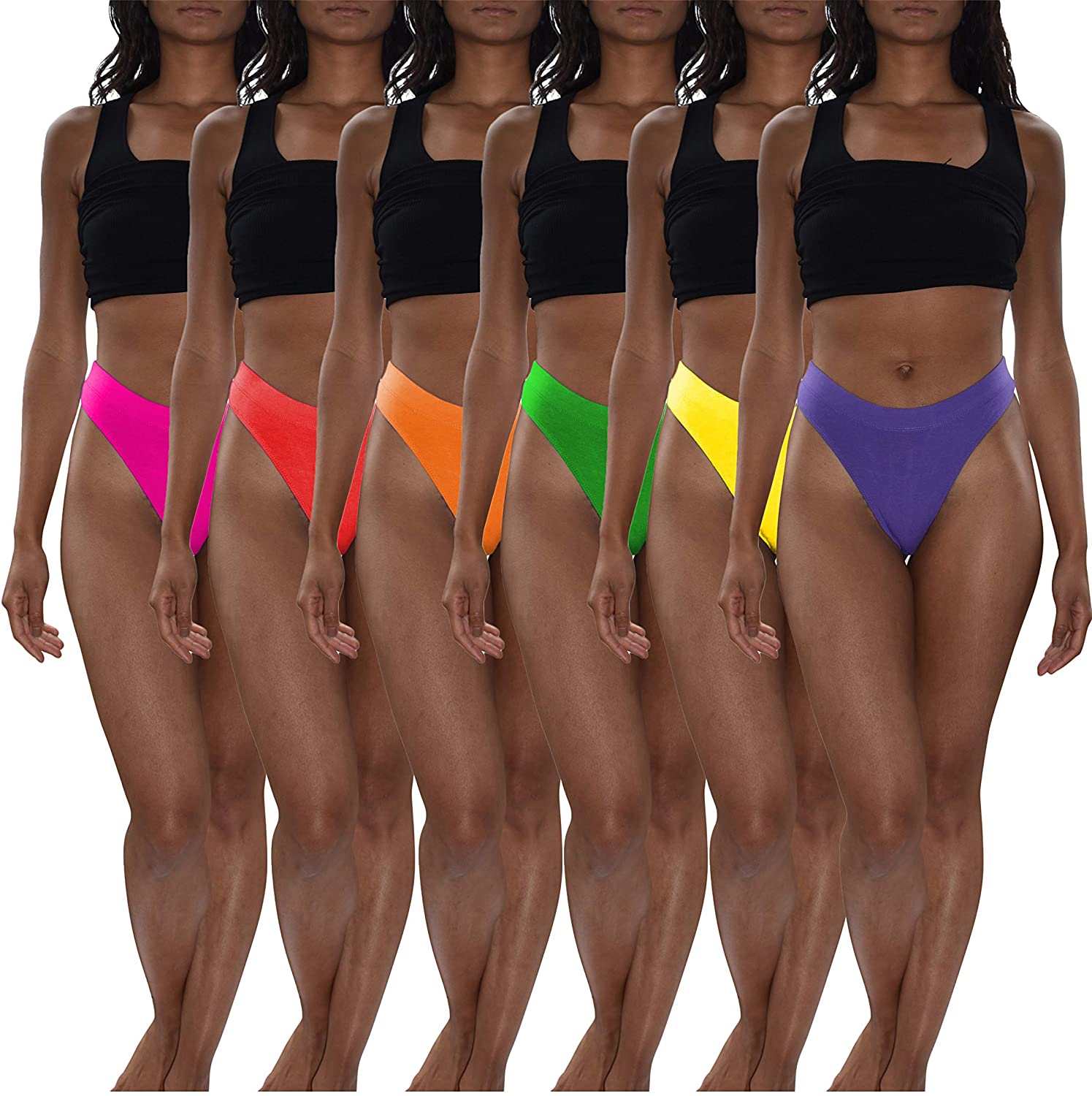 Price:$22.99    Sexy Basics Women's 6-Pack Active Sport Thong Panties Underwear (6 Pack- NEON Solids, XX-Large)  Clothing