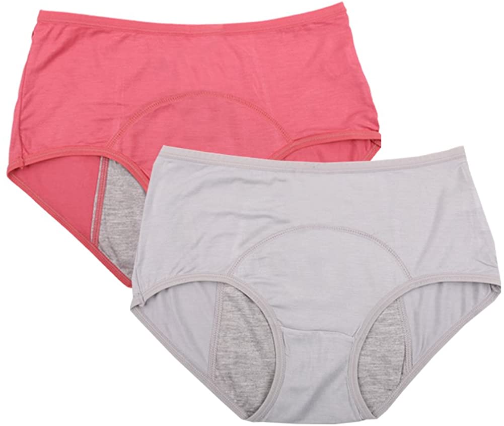Price:$16.69 Bamboo Viscose Fiber Brief Menstrual Leakproof Panties US Size XL/8 Elegance red Gray at Amazon Women’s Clothing store