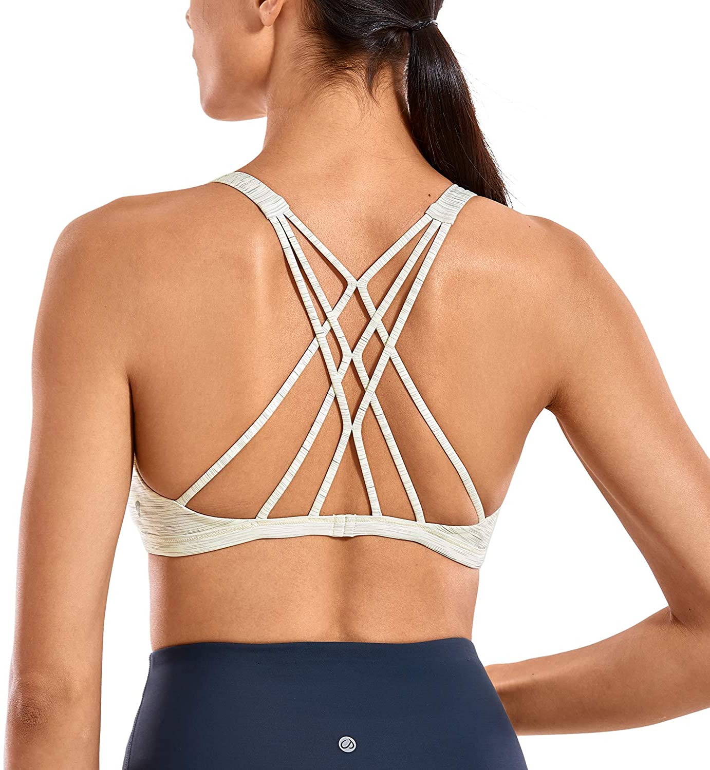 Price:$20.00 CRZ YOGA Women's Cute Yoga Sports Bra Strappy Sexy Back Padded Low Impact Workout Clothes Bra Tops at Amazon Women’s Clothing store