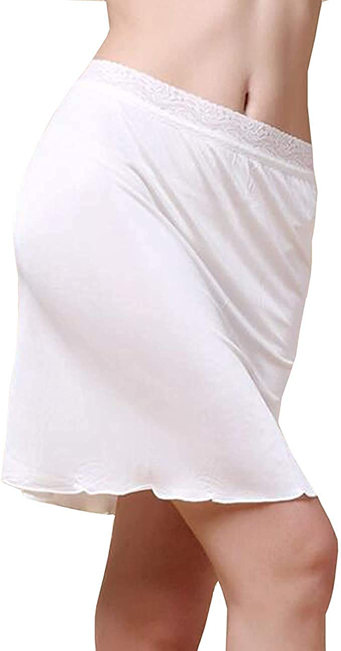 Price:$14.99 Zylioo Women's Mulberry Silk Knitted Elasticated Lace Waist Half Slips Underskirt Breathable and Anti-Static Underdress at Amazon Women’s Clothing store