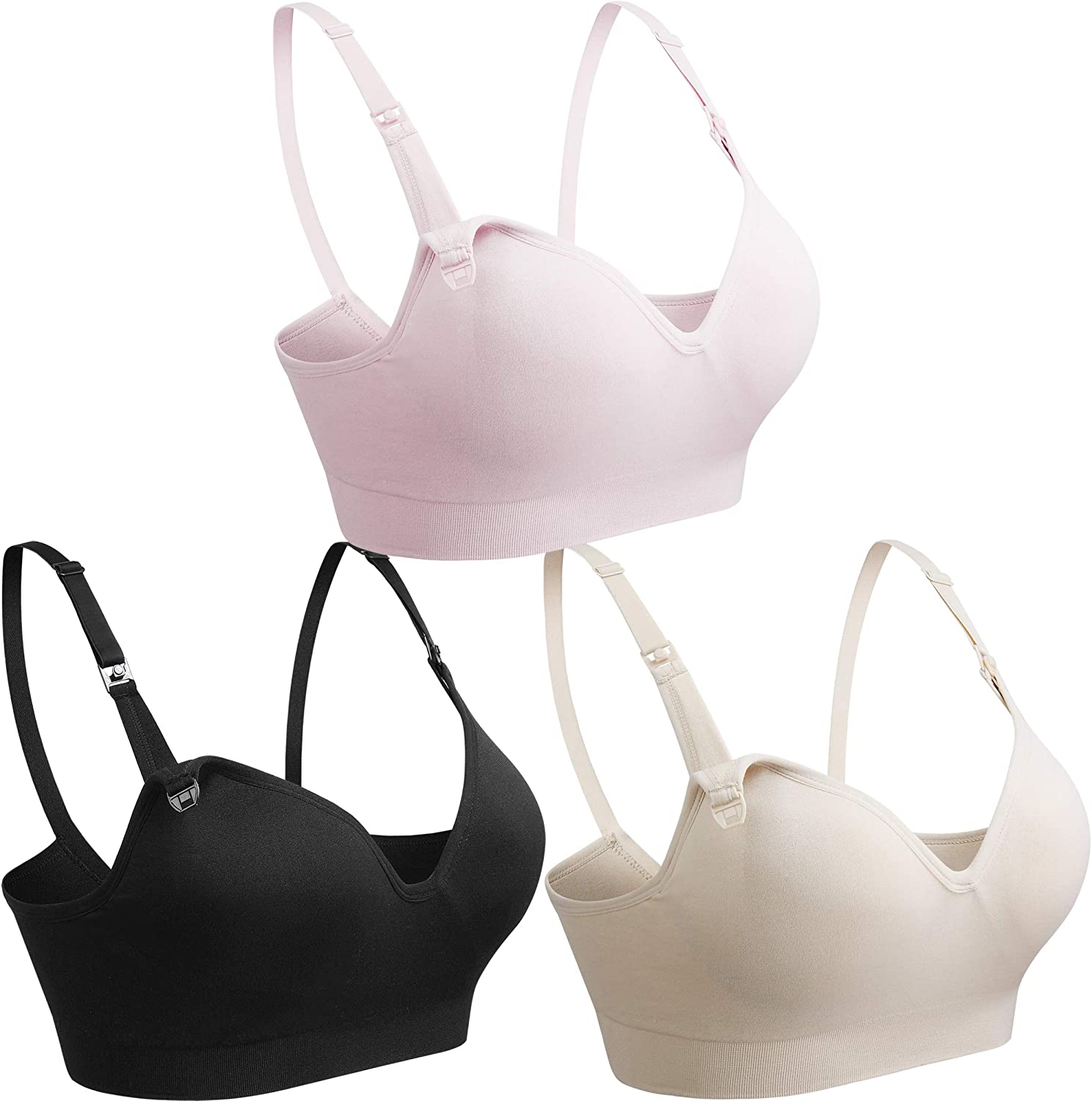 Price:$19.99 COOSHCO 3PACK Women's Seamless Nursing Maternity Bra Push Up Comfort Sleeping Breastfeeding Bra at Amazon Women’s Clothing store