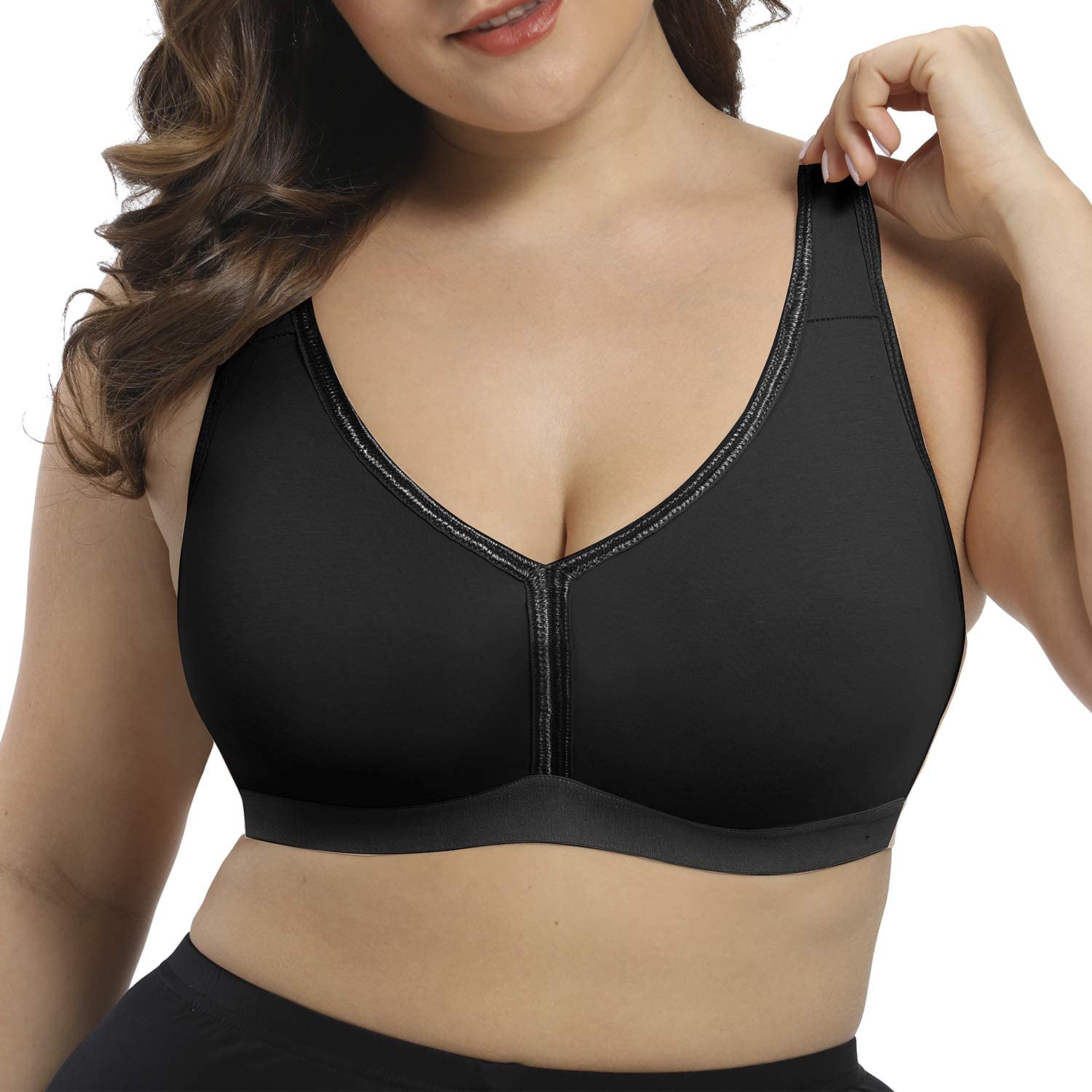 Price:$18.99 sheroine Comfort Soft Cotton Full Coverage Seamless Wirefree Bra Plus Size Everyday Bras at Amazon Women’s Clothing store