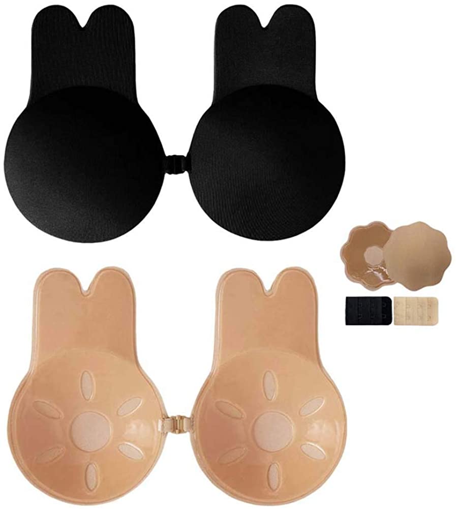 Price:$15.99 Invisible Lift Up Bra Adhesive Push Up Bras Strapless Backless Women Sticky Nipple Cover Breast Tape with Rabbit Ear 2 Pack at Amazon Women’s Clothing store