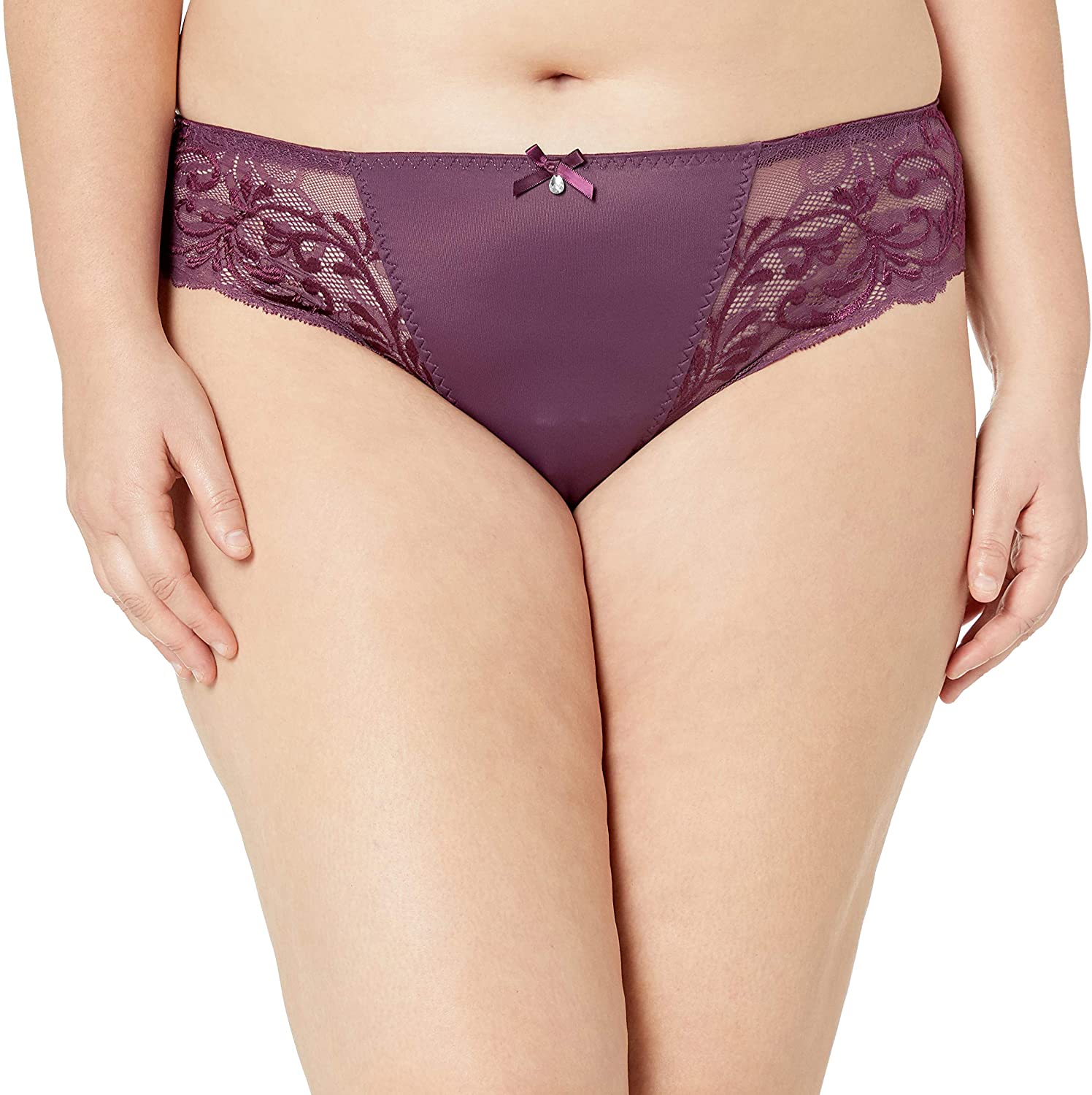 Price:$5.70 Bramour by Glamorise Women's Plus Size Light Coverage Stretch Lace Thong-Tribeca Panty #8006 at Amazon Women’s Clothing store