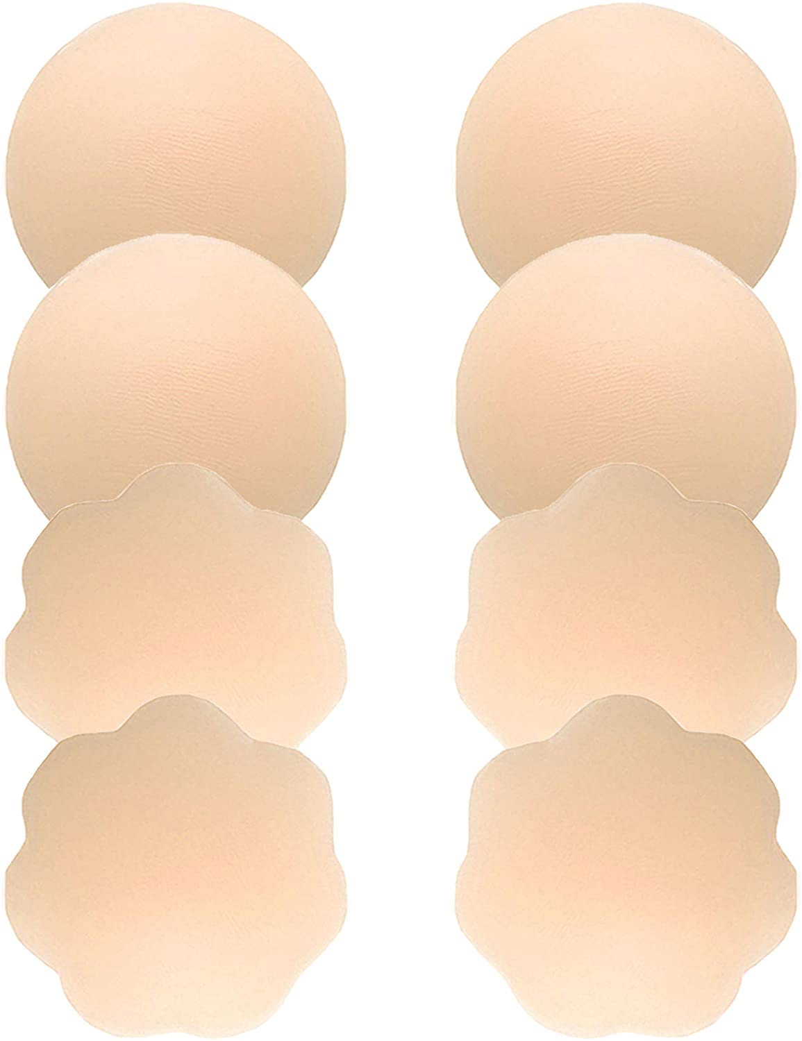 Price:$13.98 4 Pairs Womens Reusable Adhesive Nipple Covers Invisible Round Silicone Cover (4 Assorted) at Amazon Women’s Clothing store
