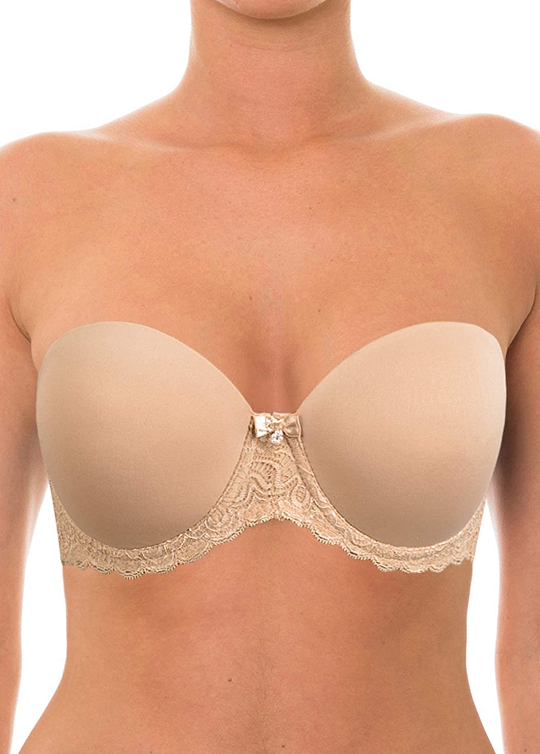 Price:$13.99 Strapless Clear Back Halter Bra Invisible Strap Backless Lightly Padded Brassiere for Wedding Bridesmaid Dress at Amazon Women’s Clothing store