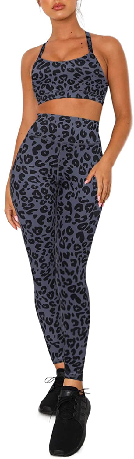 Price:$28.88 Aleumdr Women High Waist Leggings Shorts Yoga Leggings with Sports Bra Two Piece Gym Clothes Gray Medium 8 10 at Amazon Women’s Clothing store