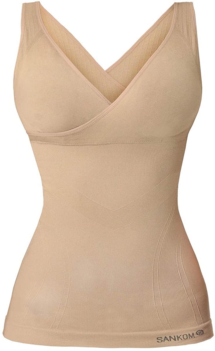 Price:$49.99 SANKOM Body Shaper Posture Corrector Shapewear Patent Classic Shaping Camisole with Bra Beige Back Support L/XL at Amazon Women’s Clothing store