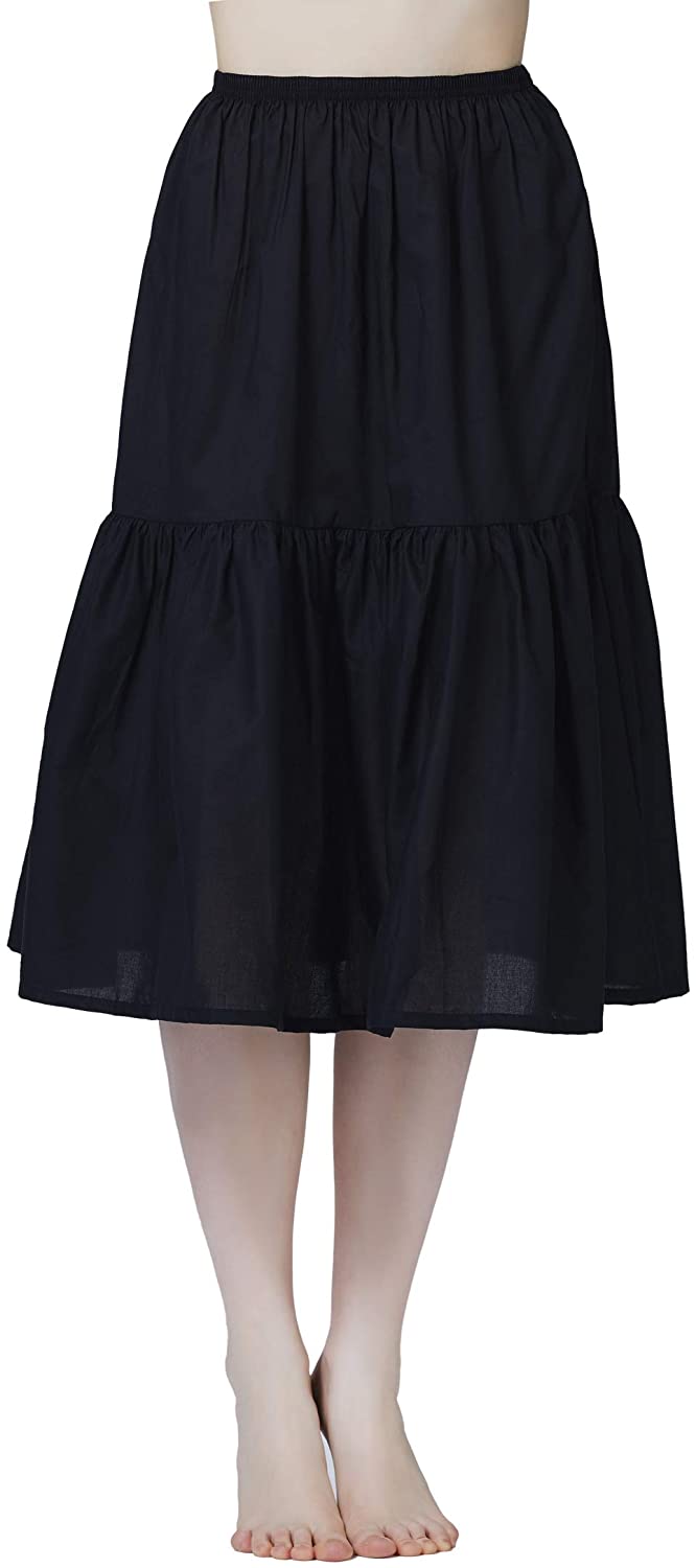 Price:$16.99 Half Slip Skirt Extender 100% Cotton Vintage Underskirt Tea Length White Black Ivory at Amazon Women’s Clothing store
