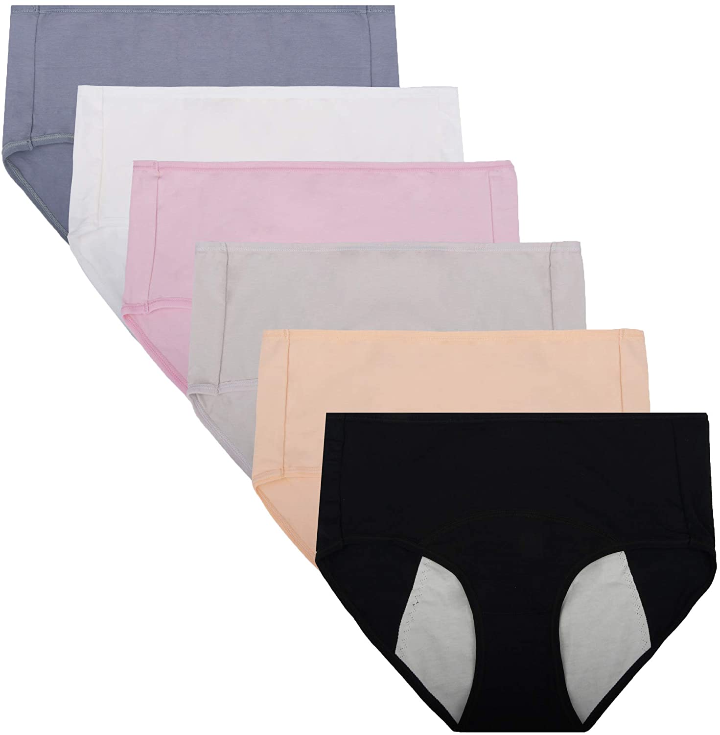 Price:$16.98 Nalwort Women's 6 Pack Menstrual Period Briefs Girl Ultra Soft Postpartum Cotton Panties Underwear at Amazon Women’s Clothing store