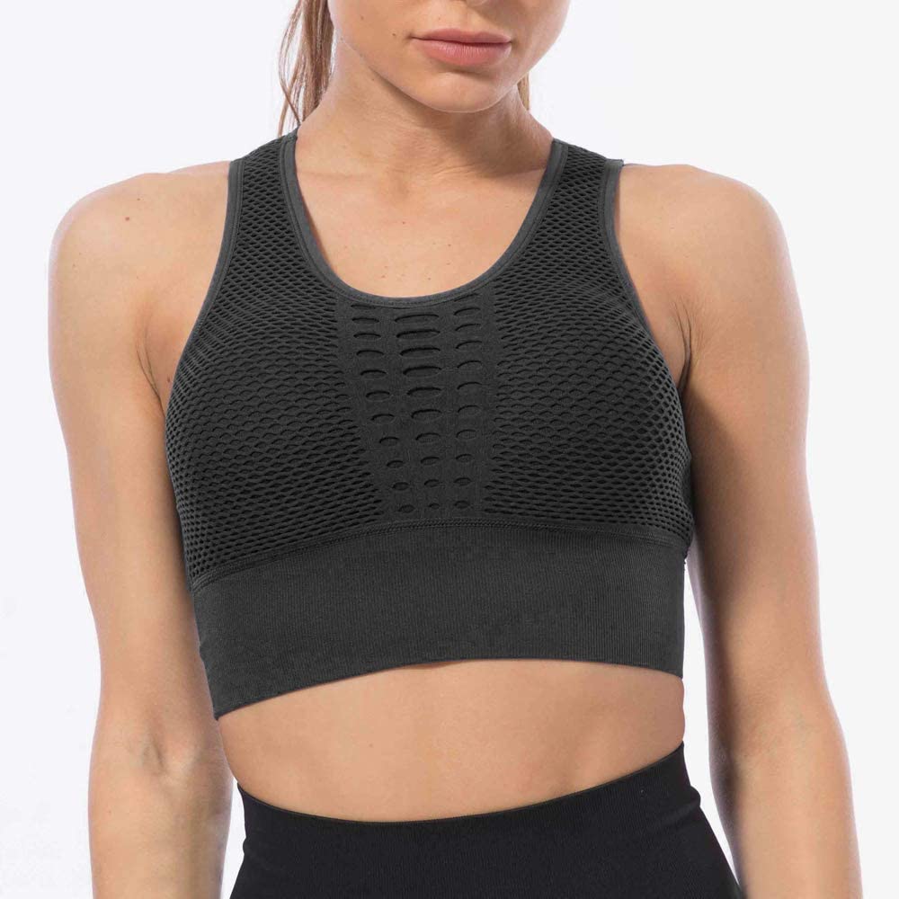 Price:$9.99 Women's Sports Bras High Impact Support for Yoga Gym Workout Fitness Crop Tops Breathable Activewear Bra with Removable Pads at Amazon Women’s Clothing store
