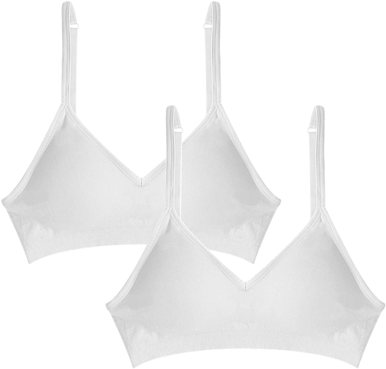 Price:$12.98 Popular Women's Seamless Convertible V-Neck Padded Wire Free Bra with Adjustable Straps - 2 Pack White at Amazon Women’s Clothing store