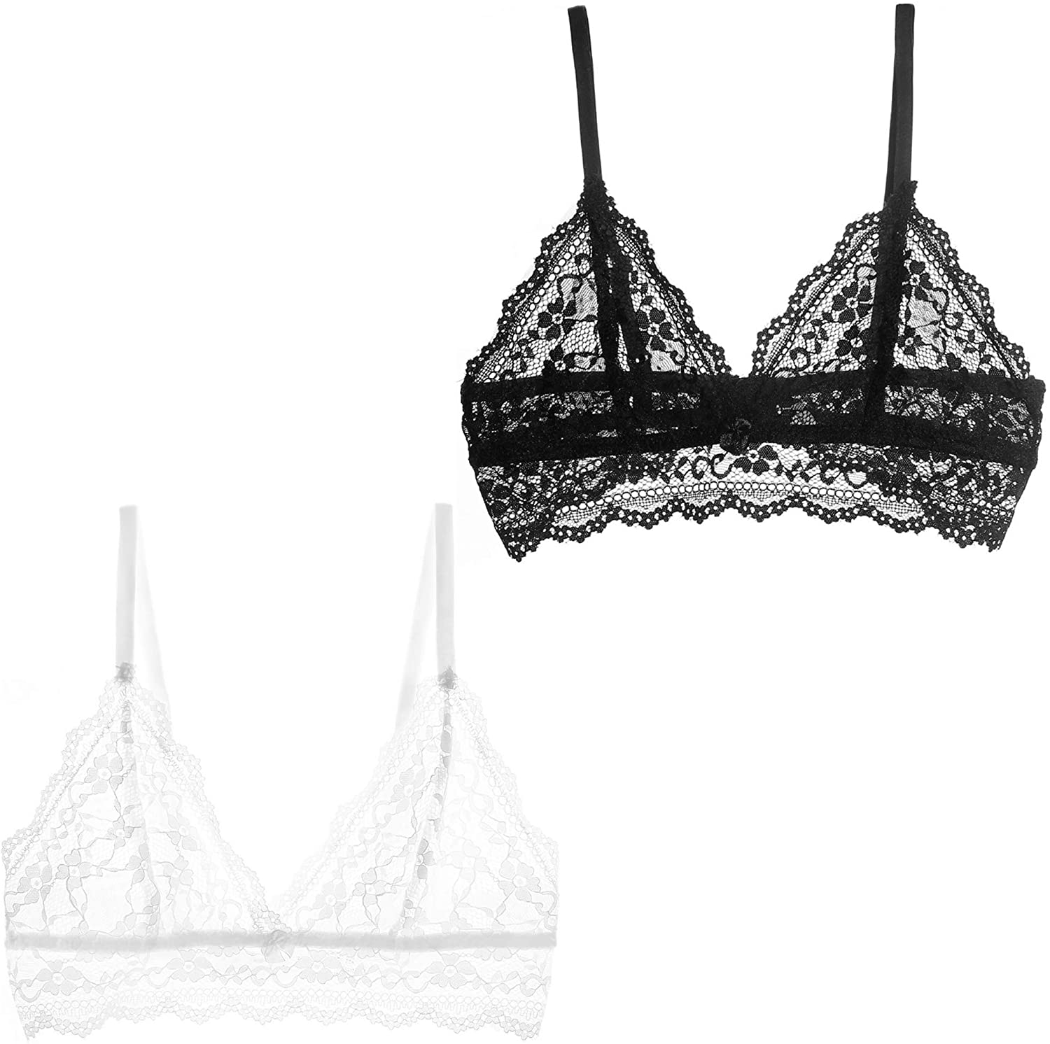 Price:$18.98 Peachat Lace Bralette Triangle Floral Adjustable Strap V Neck Hook Eye Wirefree Unpadded Bra Women at Amazon Women’s Clothing store