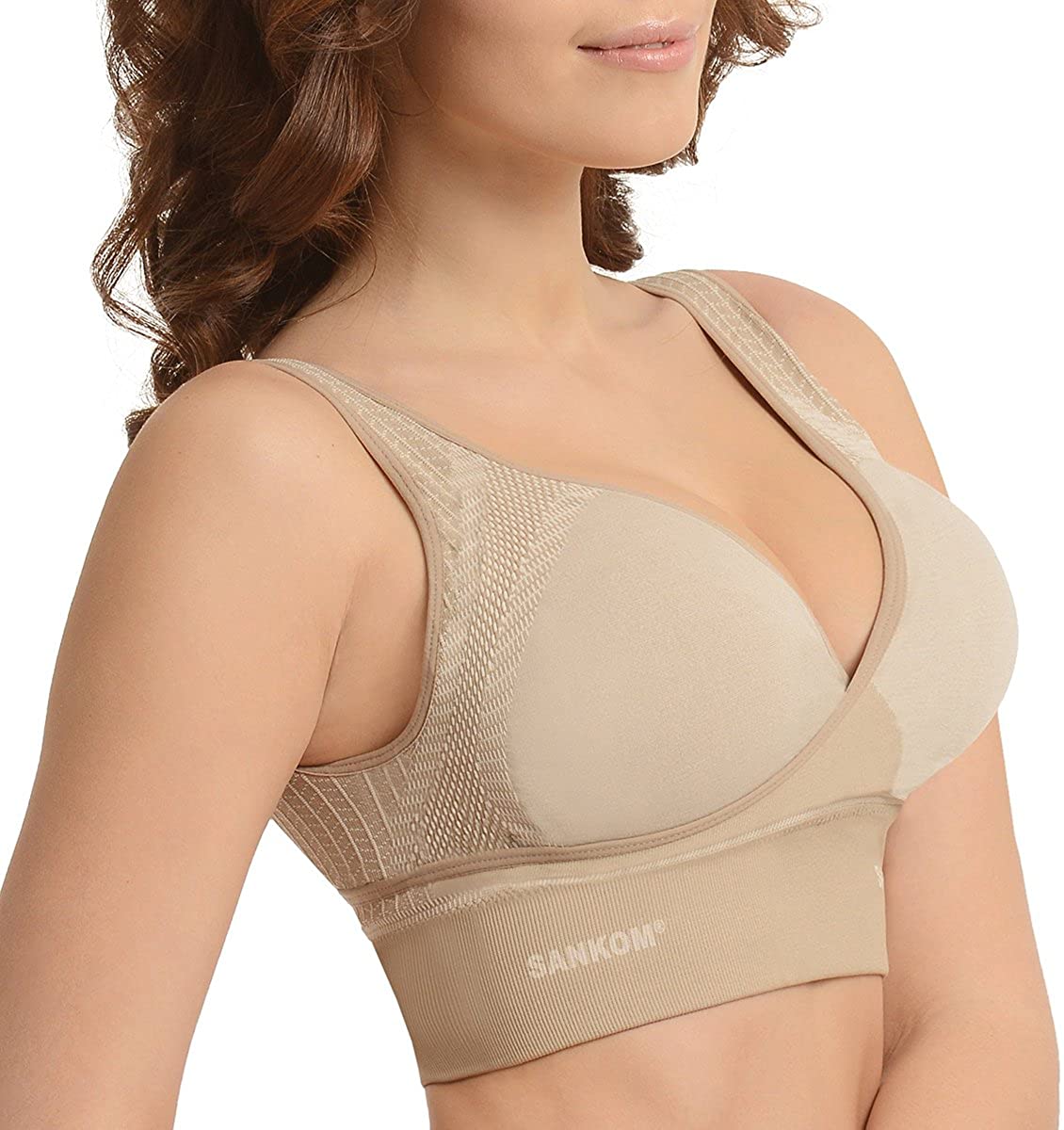 Price:$39.47 SANKOM Back Support Posture Corrector Wireless Bra Sports Back Everyday Sports Women Back Support Compression Comfort at Amazon Women’s Clothing store