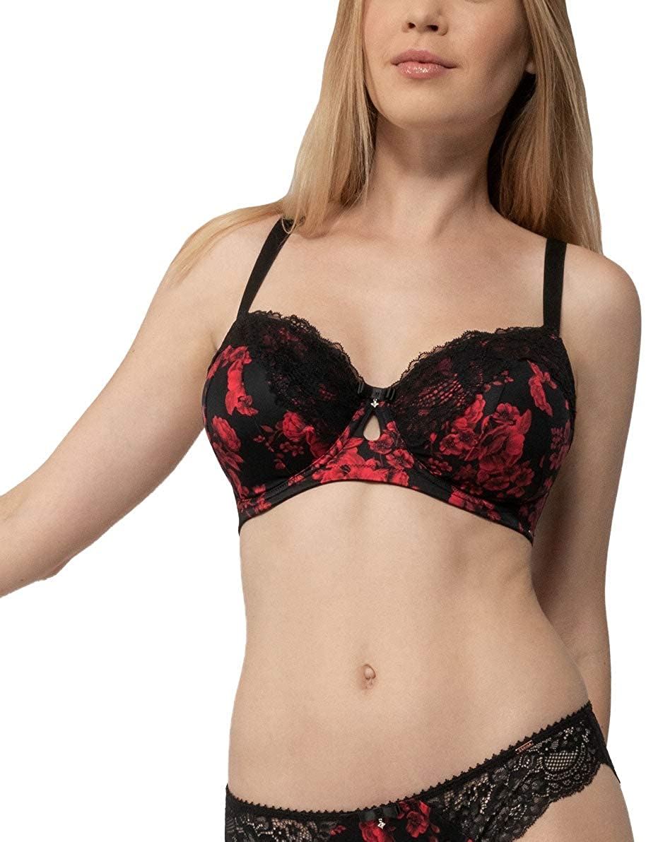Price:$43.20 DORINA Curves Anderson Floral Non-Padded Underwire Bra (D01524M), 34D, Red Rose at Amazon Women’s Clothing store