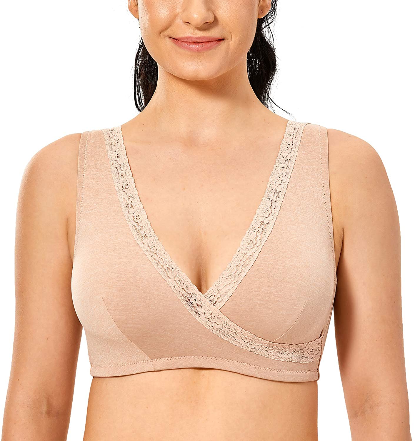 Price:$20.99 DELIMIRA Women's Gentle Comfortable Bras Sleep Plus Size Maternity Nursing Bra Oatmeal Heather 38 B/C/D at Amazon Women’s Clothing store
