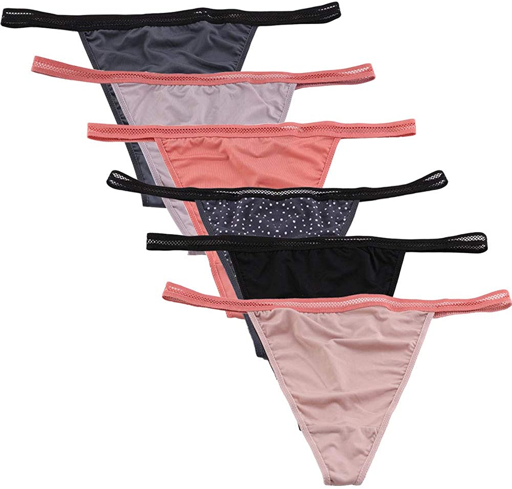 Price:$18.99    WDX G String Thongs for Women Tangas Sexy Underwear with Stretchy Nylon Panties(6 Pack)  Clothing