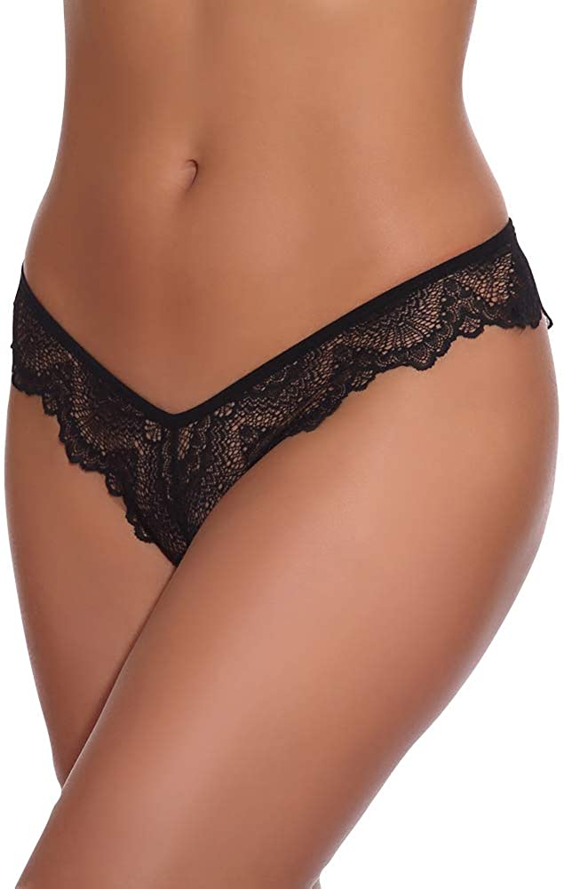 Price:$9.99 Women Sexy V-Back Criss Cross Floral Lace Underware Panties -Ladies Sexy Lingerie Briefs at Amazon Women’s Clothing store