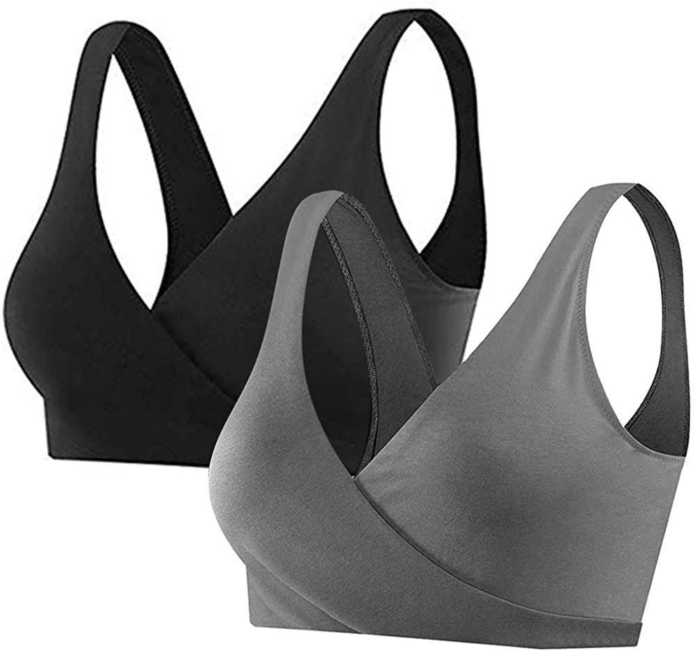 Price:$18.99 ZUXNZUX Women's Nursing Bra Cotton Seamless Sleep Bra for Maternity {New Upgraded} Grey at Amazon Women’s Clothing store