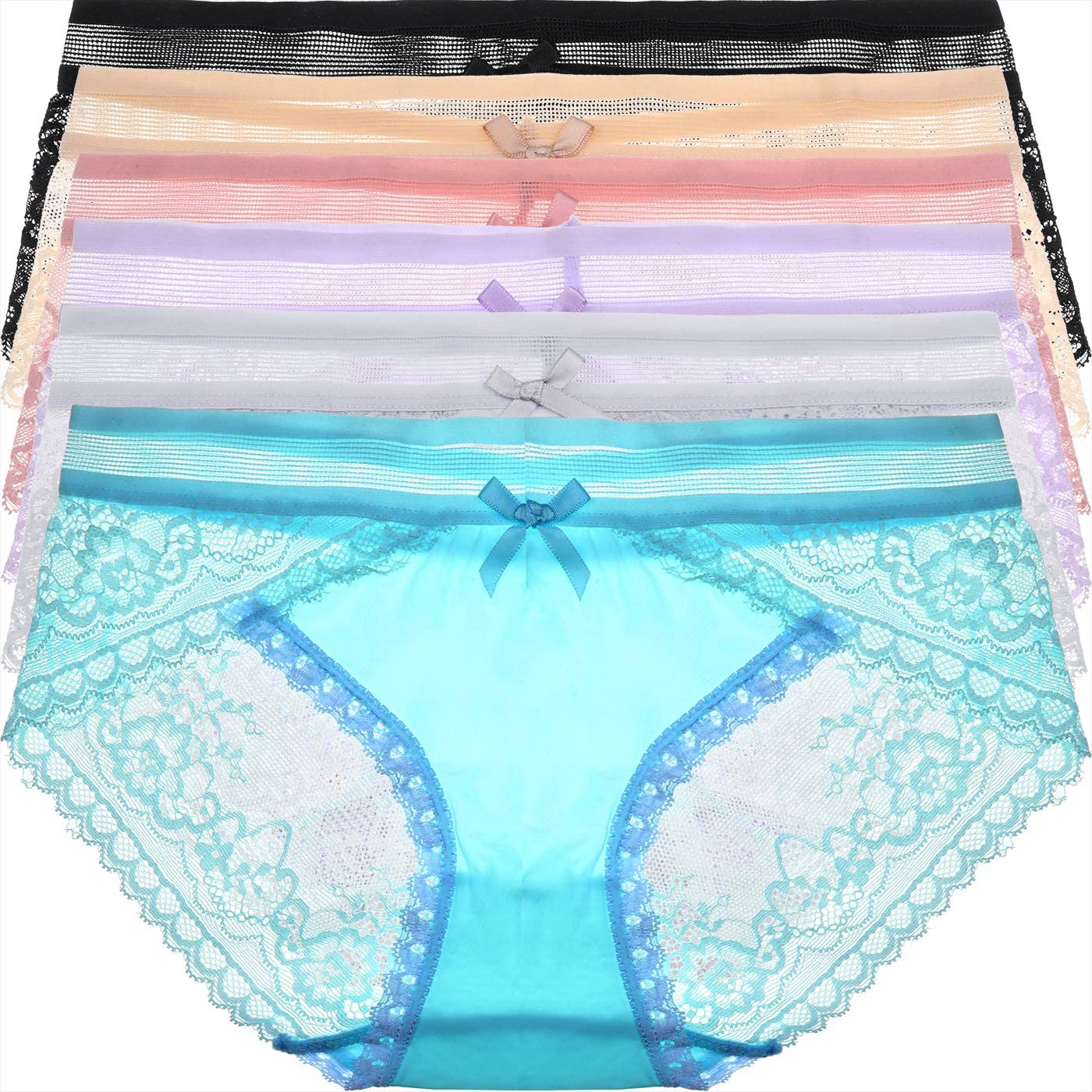 Price:$14.99 LEVAO Women Lace Underwear Hipster Soft Cool Panties Low Waist Briefs Pack of 6 at Amazon Women’s Clothing store