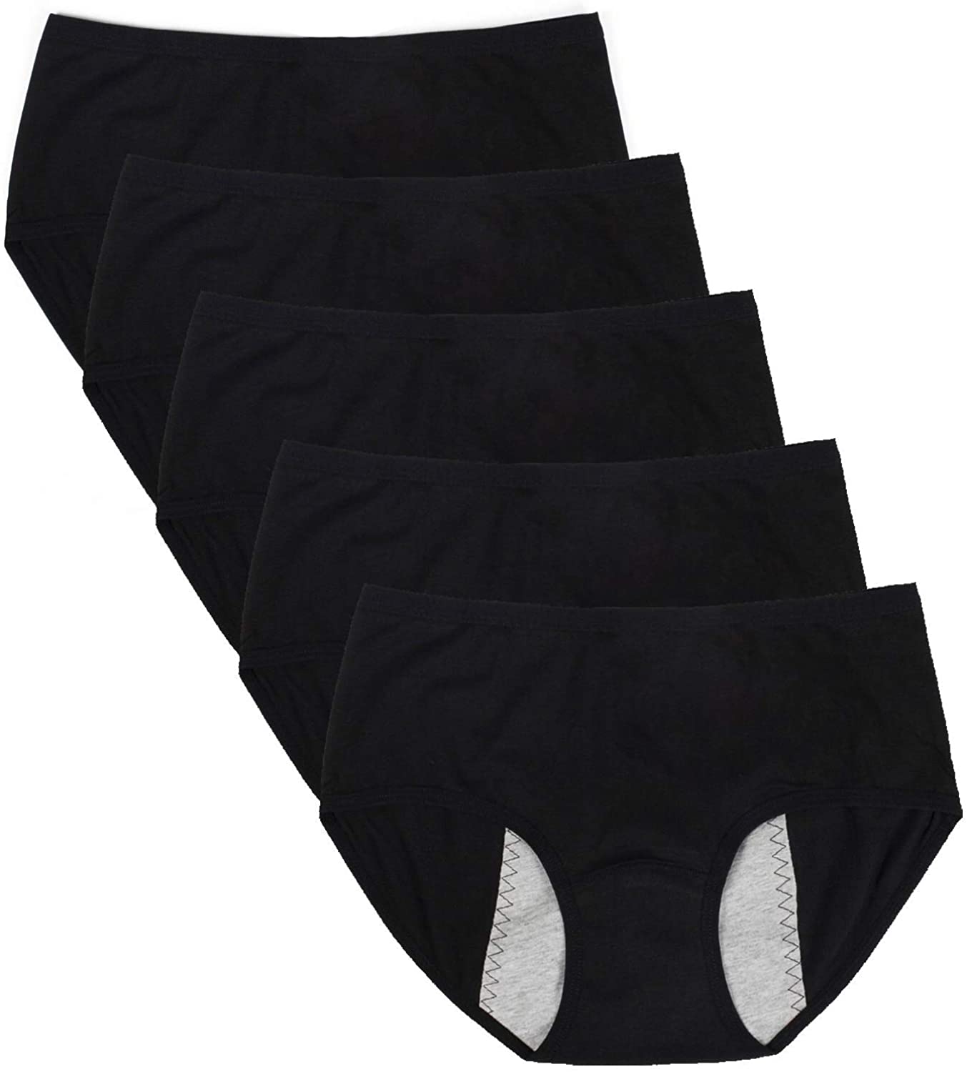 Price:$17.99 HEROPIE Womens Menstrual Underwear Cotton Period Panties Leakproof Protective Brief, 5 Pack at Amazon Women’s Clothing store